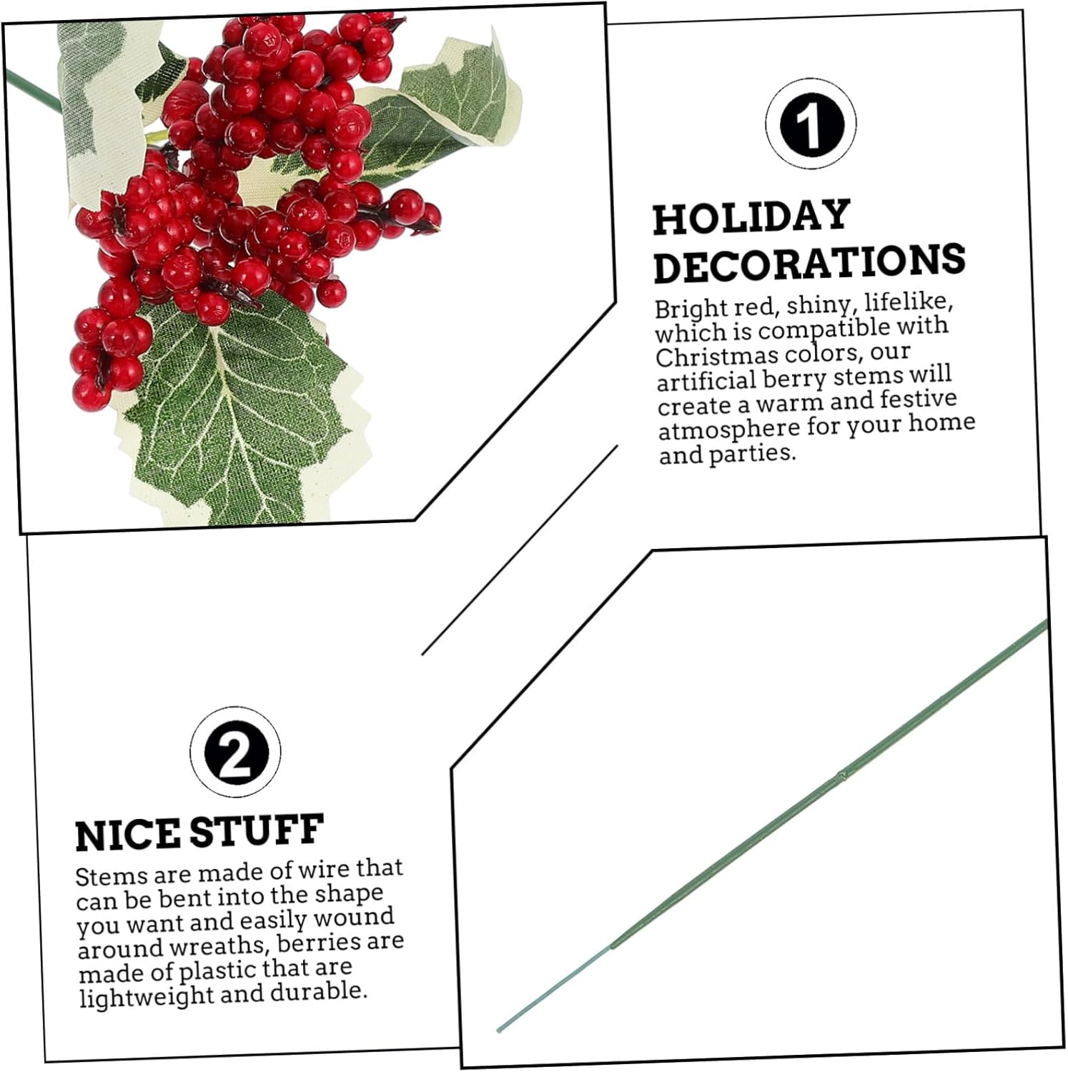 6Pcs Artificial Christmas Berry Decor Fake Berry Xmas Plant Decor for Christmas Tree Window Wall Decoration image number 6