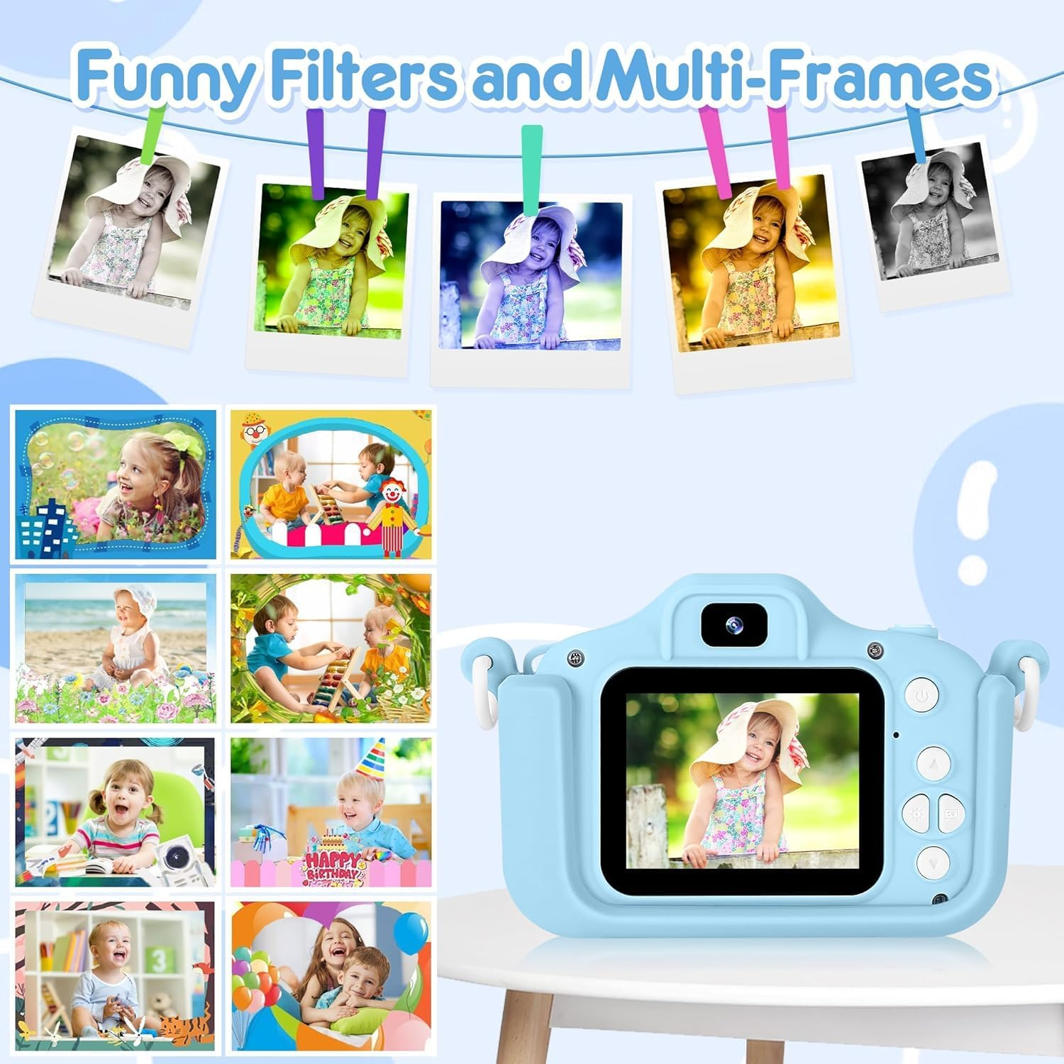 Kids Camera Toys for 3-12 Year Old Boys Girls Children, 1080P HD Portable Child Digital Video Camera with Silicone Cover, Chritmas Birthday Festival Gifts for Toddler with 32G SD Card (Astronaut Blue) - Purple image number 4