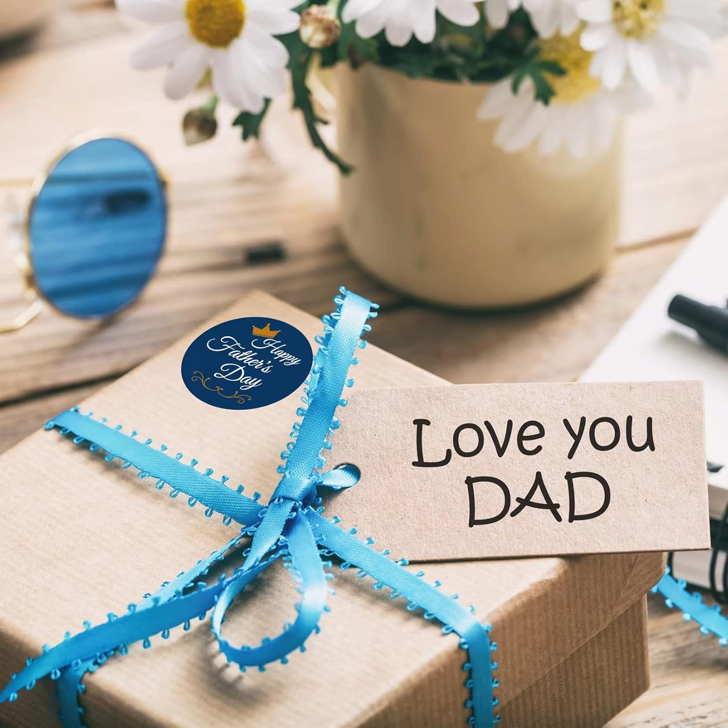 HADDIY Happy Father'S Day Stickers,500 Pcs 1.5 Inches Dad Stickers Lables in Bulk for Father Day Cards,Envelopes Seals,Cookies,Box and Gifts Wrapping Decoration - B image number 6