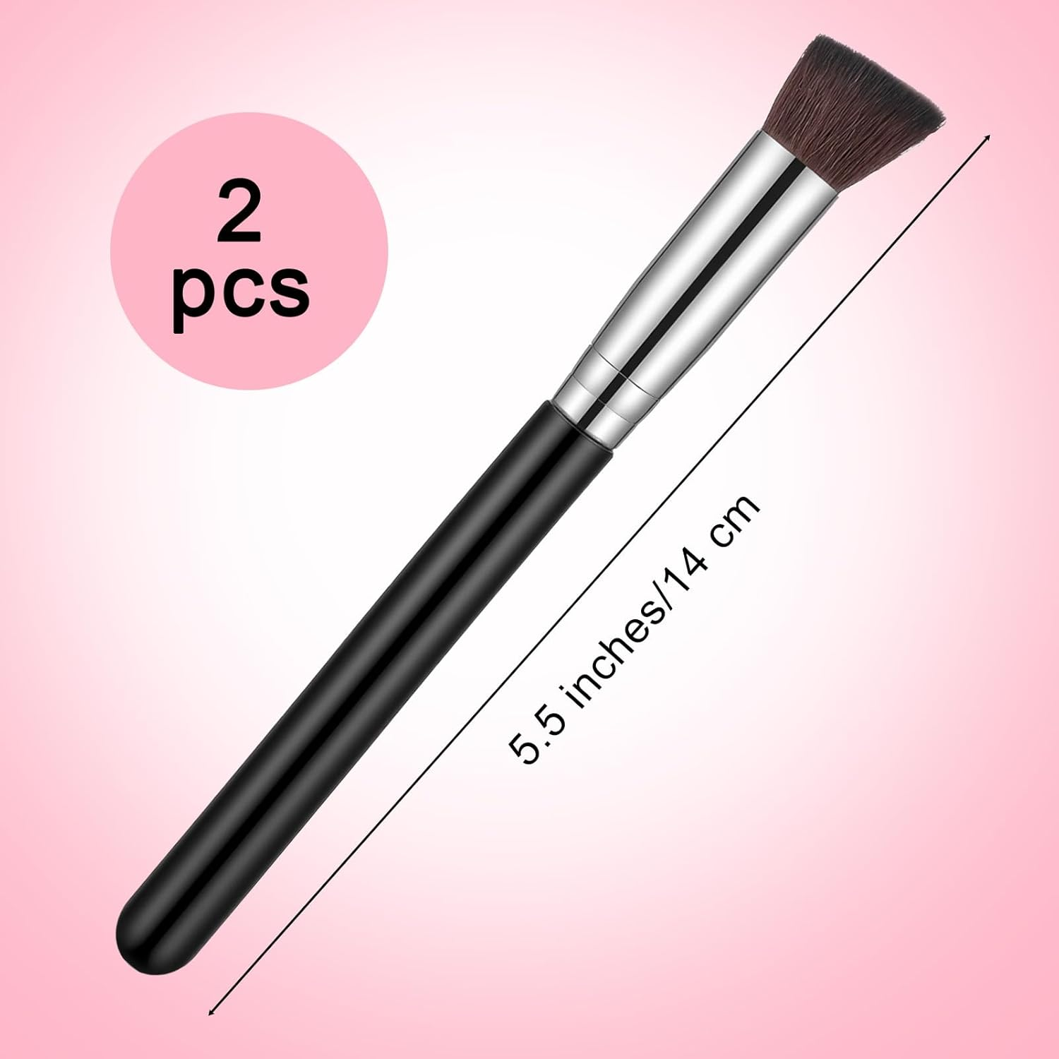 2 PCS Corner Eye Brush Triangle Concealer Brush Small Nose Contour Foundation Makeup Brushes Angled under Eye Brightening Brushes for Cream Face Contour Blending (Black) image number 2
