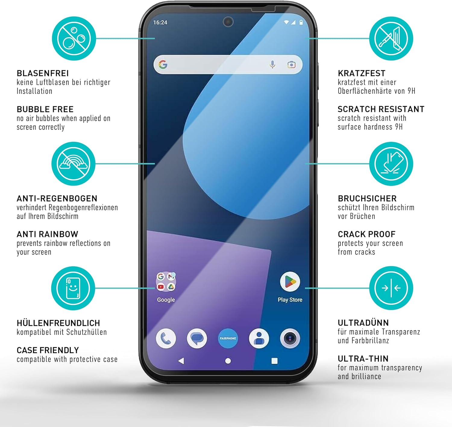 Smartect Protective Glass [Pack of 3, Clear] Compatible with Fairphone 5, HD Screen Protector, Anti-Scratch, Bubble-Free, 9H Hardness, 0.3 Mm Ultra Clear, Ultra Resistant image number 4