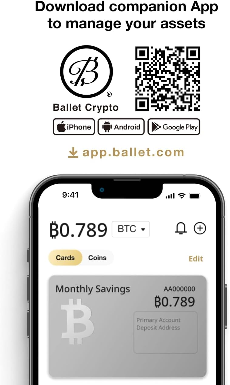 Ballet 3-Pack Gift Set REAL Bitcoin - the Easiest Crypto Cold Storage Card - Cryptocurrency Hardware Wallet with Multicurrency and NFT Support image number 3