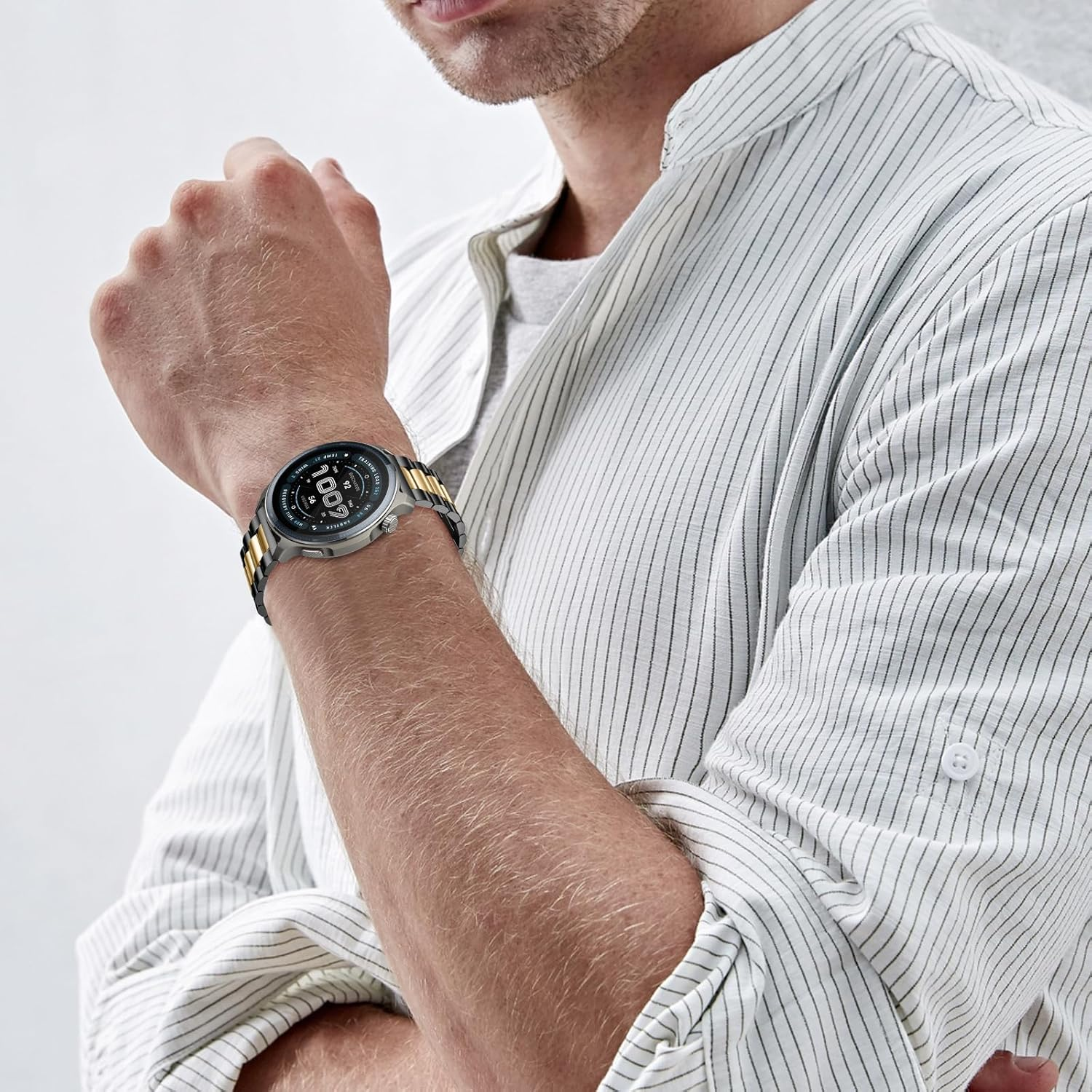 Maeiol 22 Mm Metal Bracelet for Amazfit Helio Strap/Amazfit Balance 2/Balance/Bip 6/Bip 5/5 Unity/Cheetah Pro/Gtr 4/GTR 3 Pro, Stainless Steel Business Bracelets for Men Women