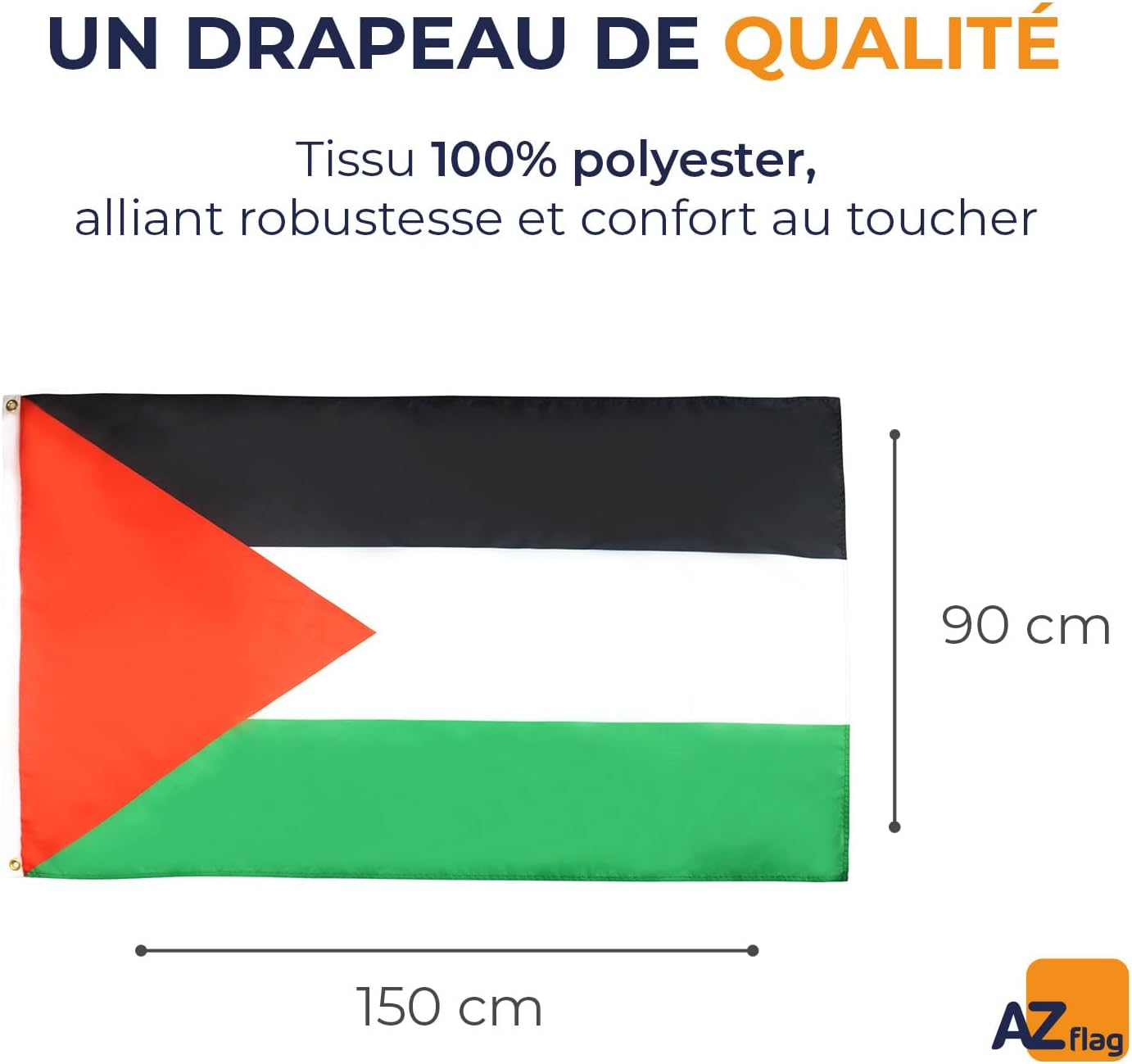 Palestine Flag 3' X 5' - Palestinian Flags 90 X 150 Cm - Banner 3X5 Ft Light Polyester - AZ FLAG image number 3