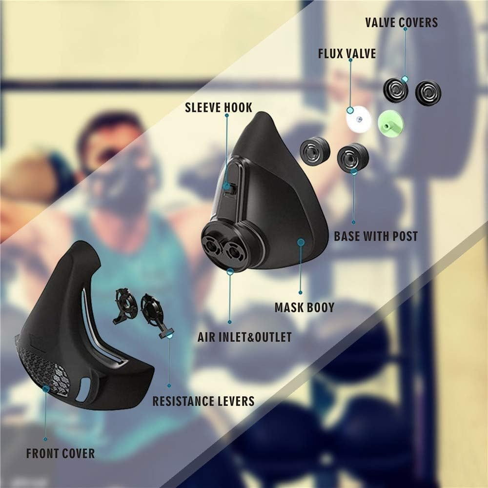 LQLXLY High Altitude Training Mask, 24 Breathing Resistance Levels, Black, Ultimate Fitness Cardio Workout Equipment image number 6