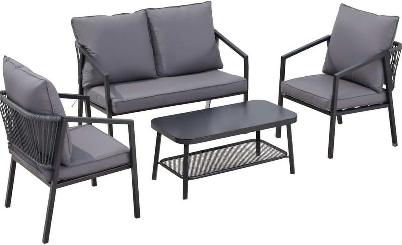 Gardeon 4 Seater Outdoor Sofa Set 4PCS Table Chair Setting Garden Furniture image number 3