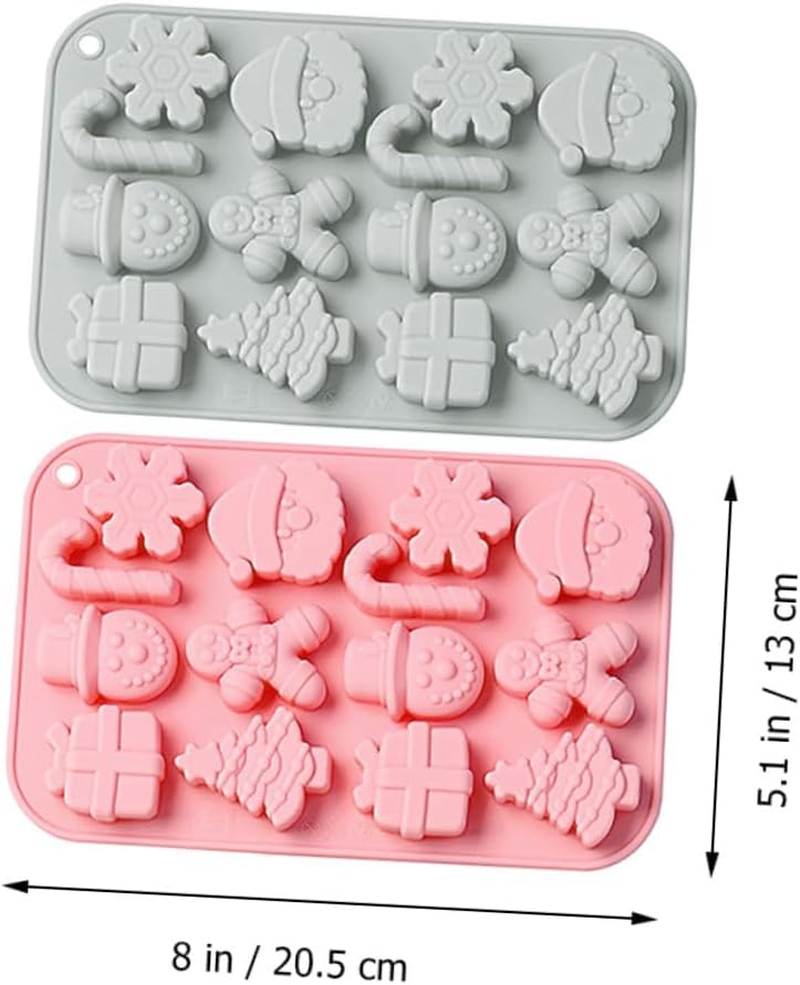 2Pcs Cake Baking Mold Silicone Christmas Mold Themed Candy Making DIY for Christmas Themed Baking Chocolate Chocolate Candy image number 3