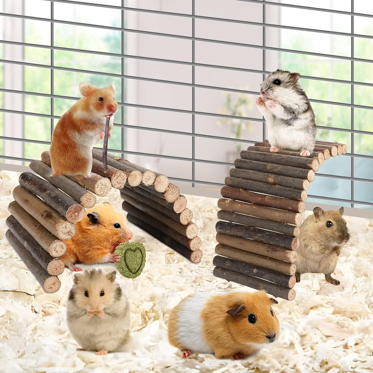 Hamster Toys Guinea Pig Toys Hamster Wheel Hamster Cage Accessories Small Animal Molar Chew Toys for Chinchillas,Gerbils,Mice,Rats,Mouse,Rabbit,Bunny Hideout Seesaw (Bendable Hideout(2 Packs)) image number 3