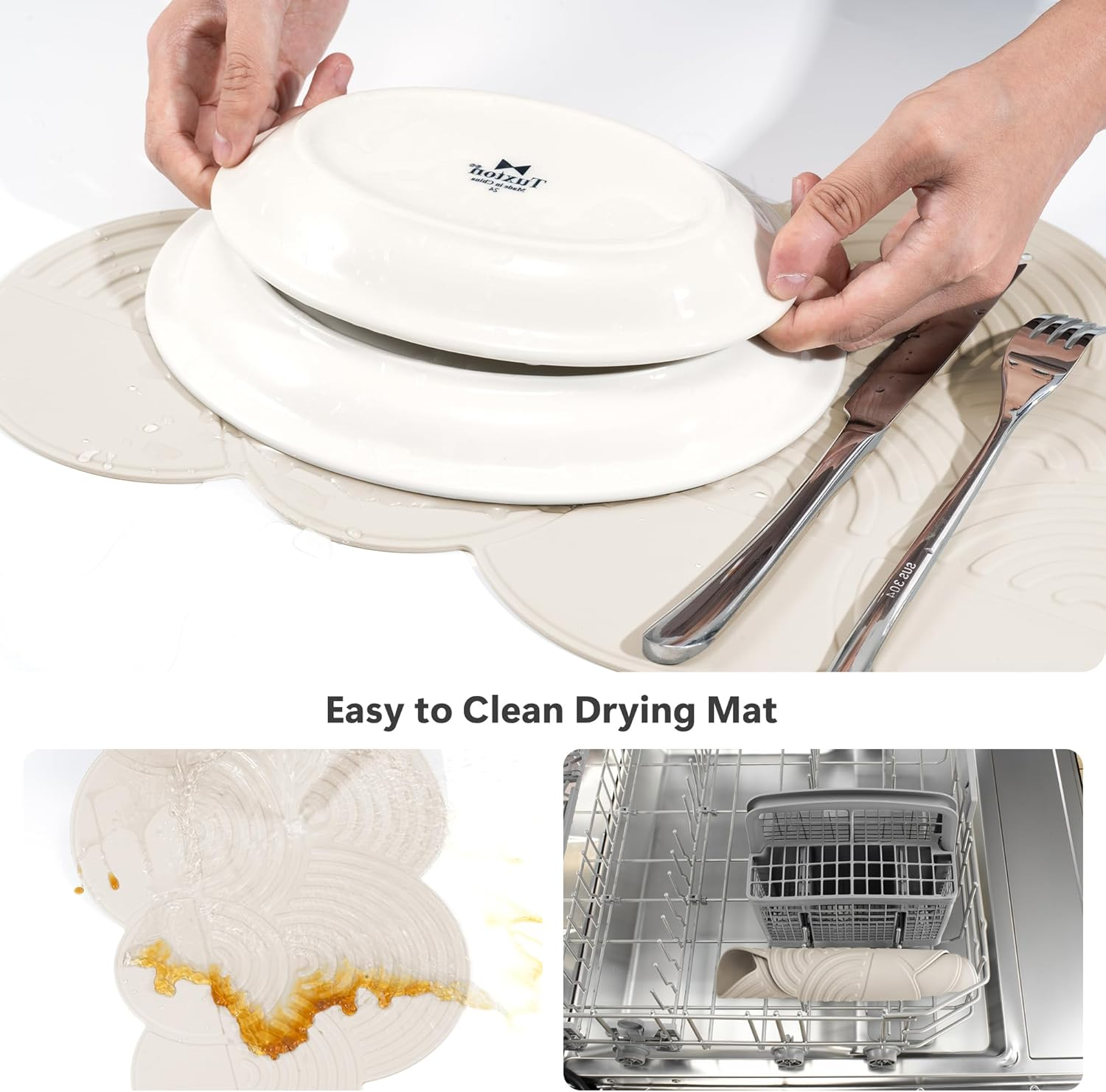 Li&Zhao Dish Drying Mats for Kitchen Counter - Dish Mat Drying Kitchen Mat Silicone Drying Mat Silicone Mats Dish Rack Mat Dish Drainer Mat image number 3