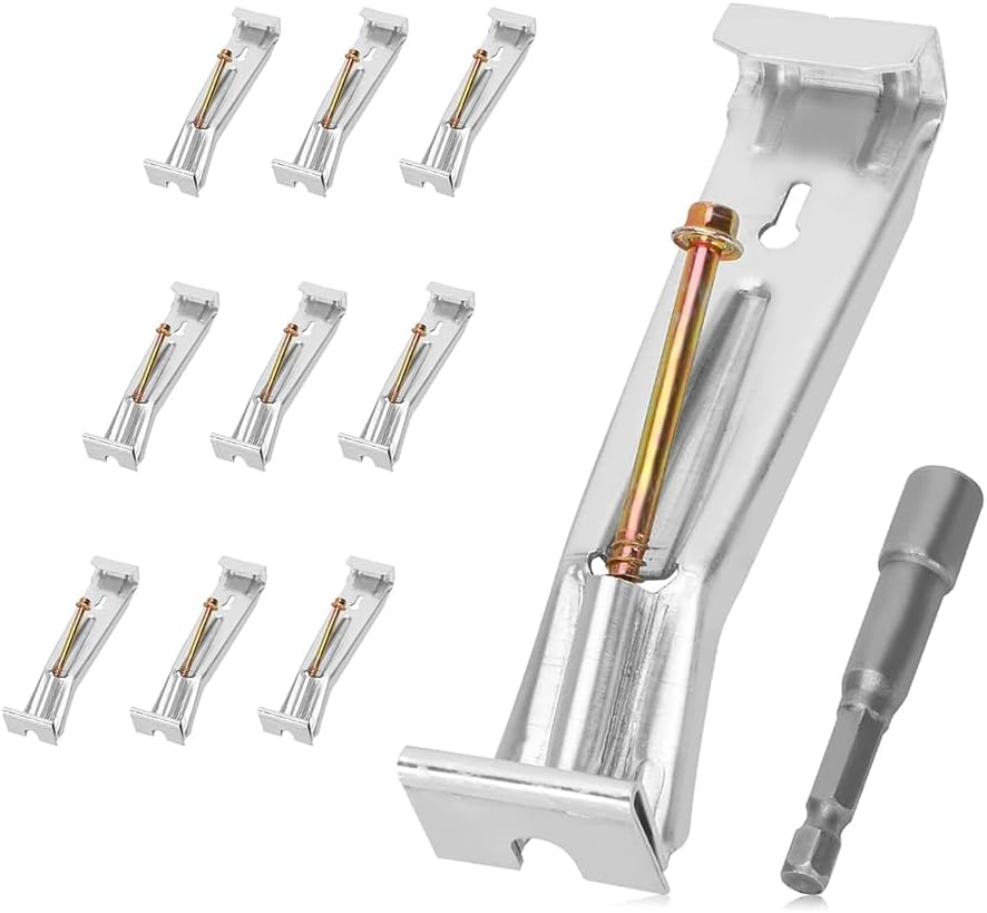 10 Pack Heavy Duty 5" Hidden Gutter Hangers - Quick Screw K-Style Aluminum Gutter Brackets with Pre-Inserted Rust-Resistant Screw, Hex Drill Bit - Secure Outdoor Rain Gutter Clips for Home Improvement image number 1