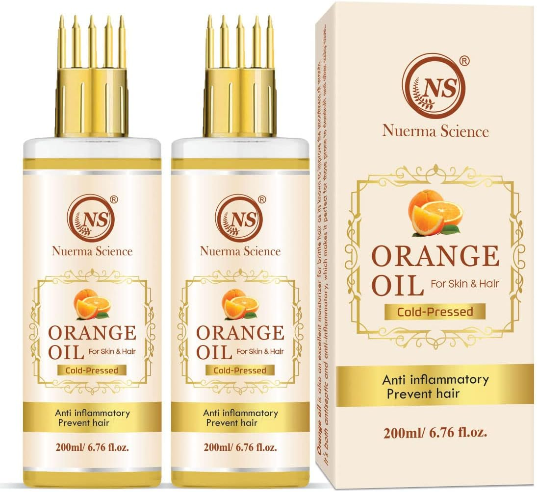 Nuerma Science Orange Hair Oil with Comb Applicator for Healthy Strong More Deep Root Nourishment Hair(200 Ml Each, Pack of 2) 400 ML