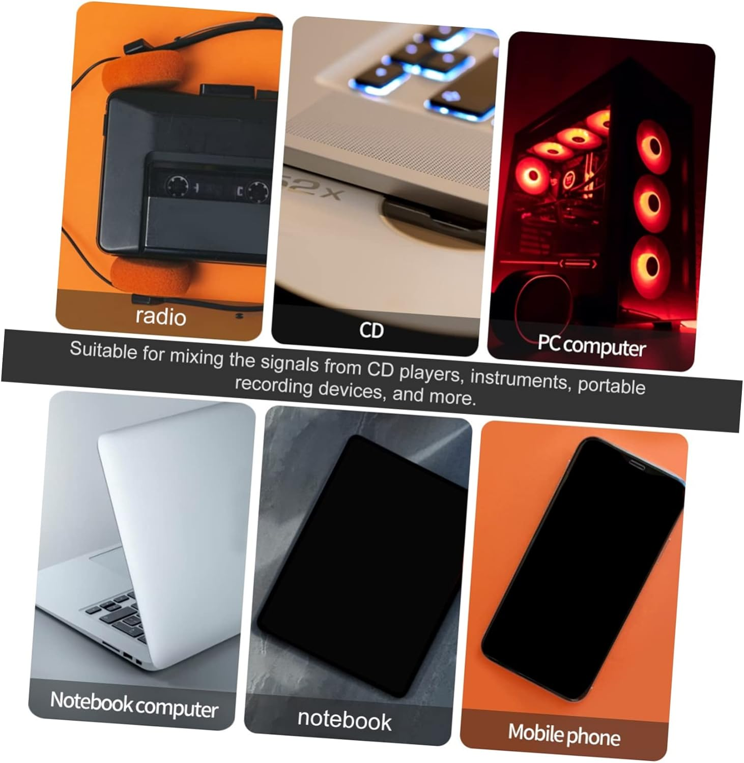 WHAMVOX Portable Audio Mixer Mini Stereo Passive Mixer for Live No Power Supply Needed image number 1