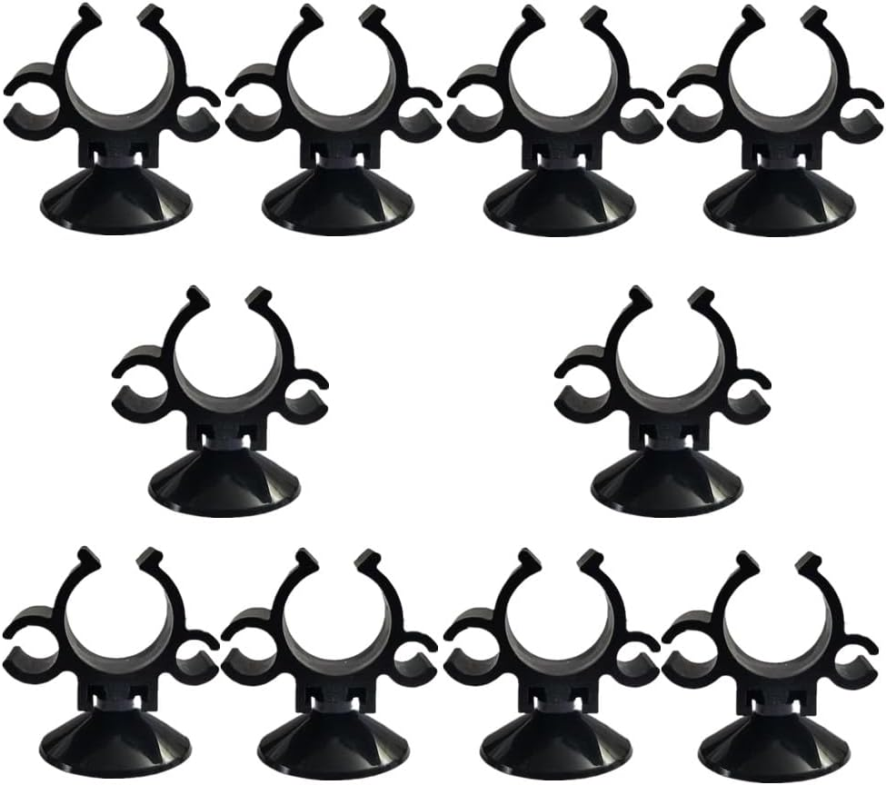 10 PCS Aquarium Suction Cup Pipe Holder, Wanfoou Suction Cup Clips, Black Double Buckle Wire Clip for Fish Tank Oxygen and Water Pipes, Durable Suction Mount for Turtle Tank and Cable Management image number 2