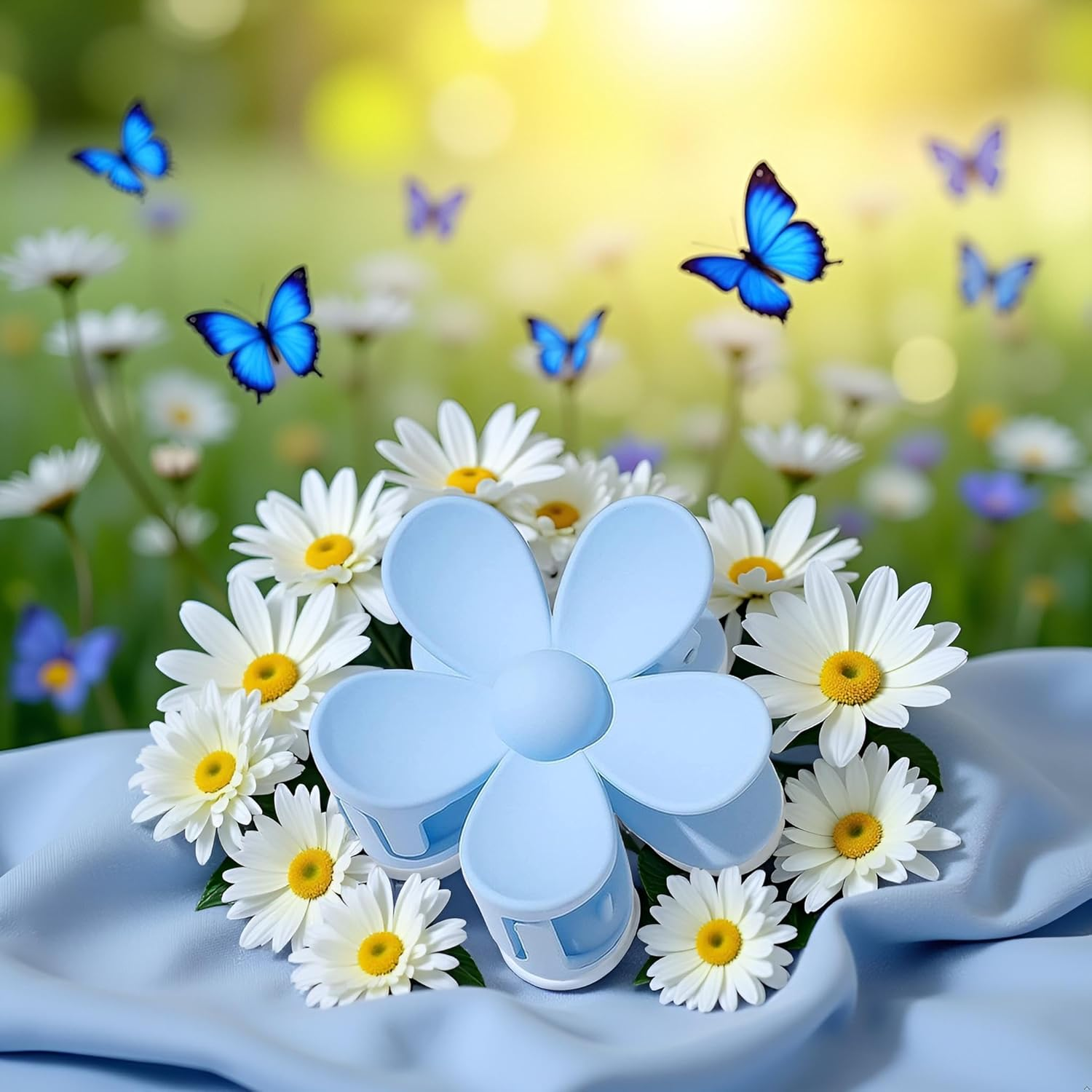 Blue Hair Claw Clips Flower Hair Clips &ndash; Big Cute Claw Clips, Large Hair Clips Strong Hold for Women Thin Hair for Women Thick Hair Clips and Barrettes image number 2