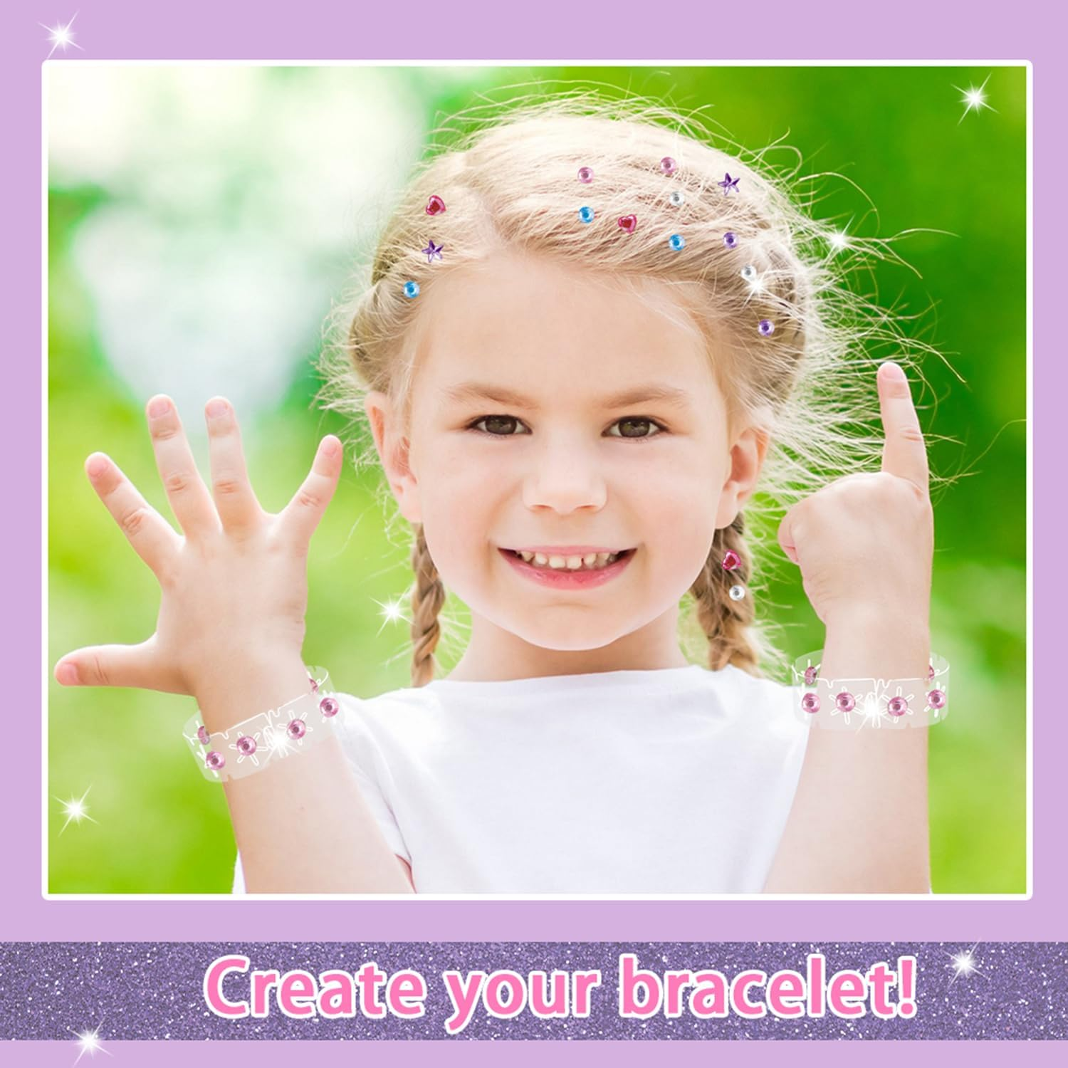 Hair Bedazzler Kit with 240Pcs Rhinestones Diamonds Jewels, Quick and Easy Hair Glitter Machine for Women, Hair Gem Stamper with 120 Glitter Diamonds for Hair, Fashion, Anything.