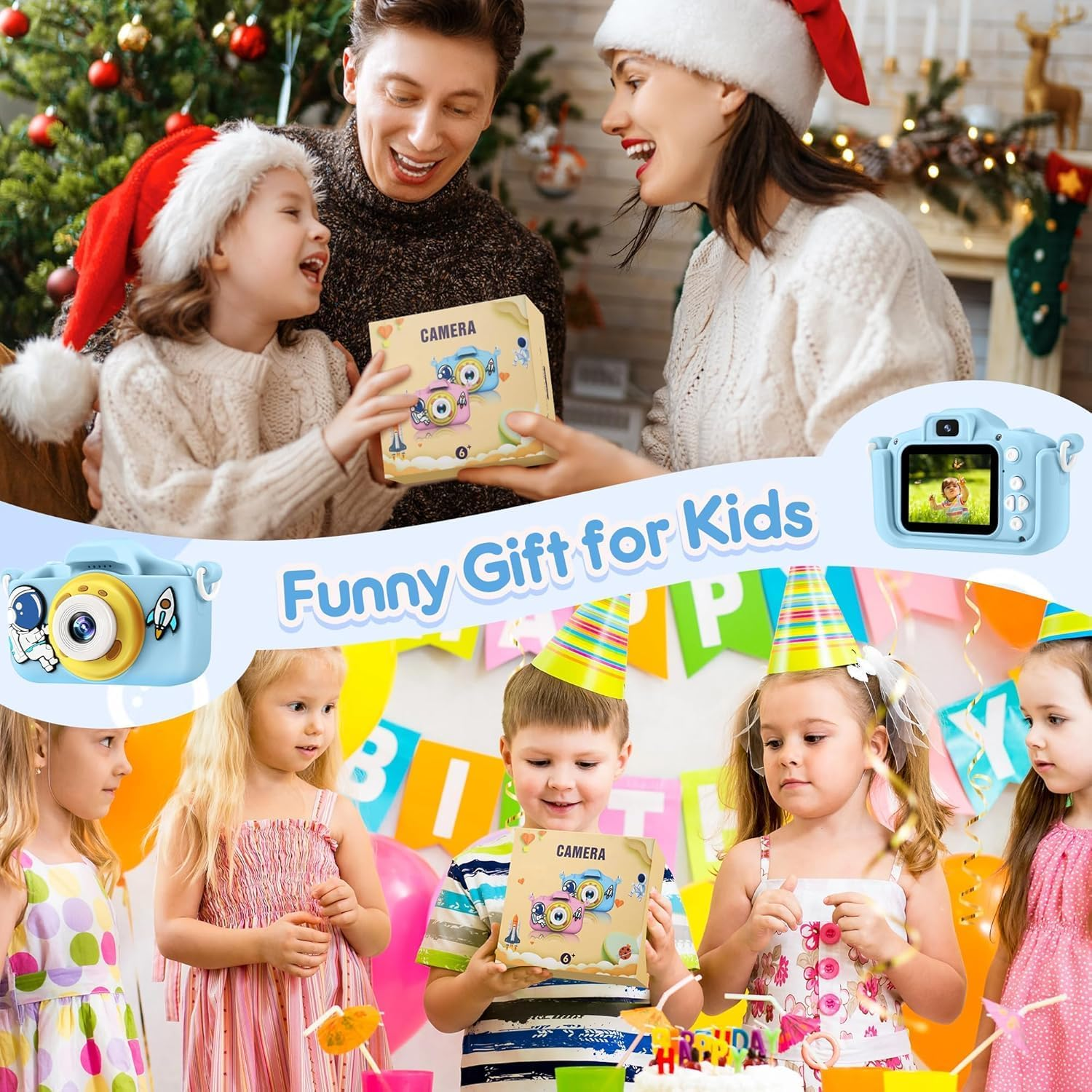 Kids Camera Toys for 3-12 Year Old Boys Girls Children, 1080P HD Portable Child Digital Video Camera with Silicone Cover, Chritmas Birthday Festival Gifts for Toddler with 32G SD Card (Astronaut Blue) - Purple image number 5