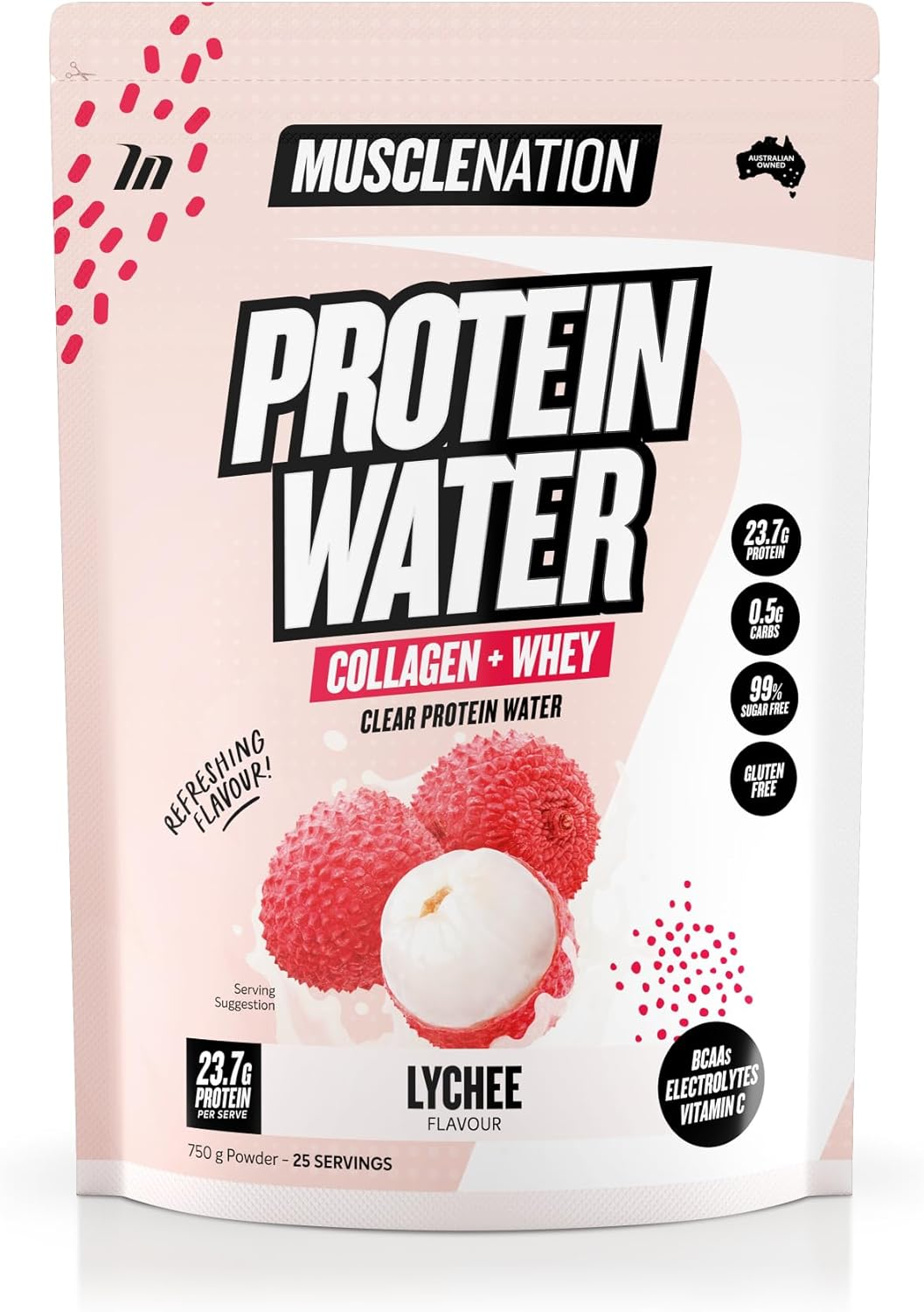 Muscle Nation Lychee Protein Water 750G image number 2
