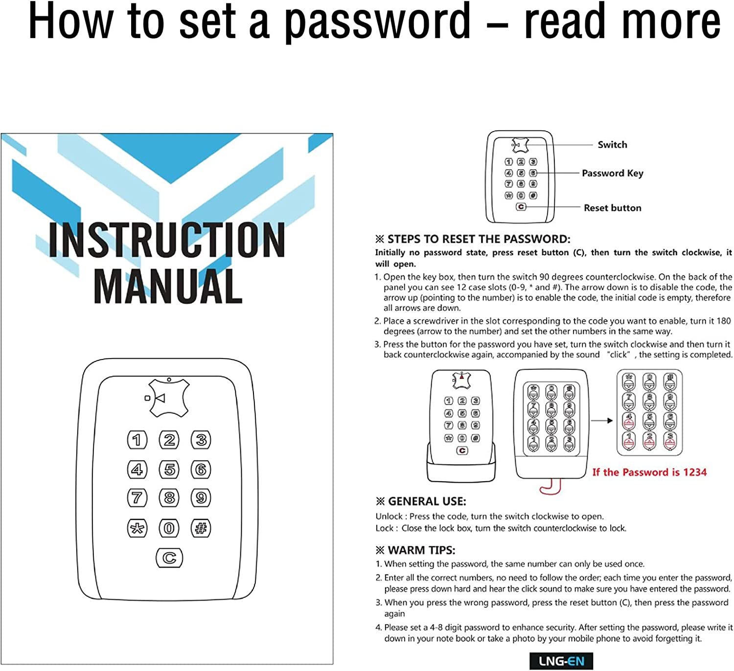 Key Lock Box, Wall Mounted Key Storage Box with 9-Digit Keyboard Resettable Code, Large Capacity, Rustproof/Waterproof Security Lock Box, for Home, Outdoor