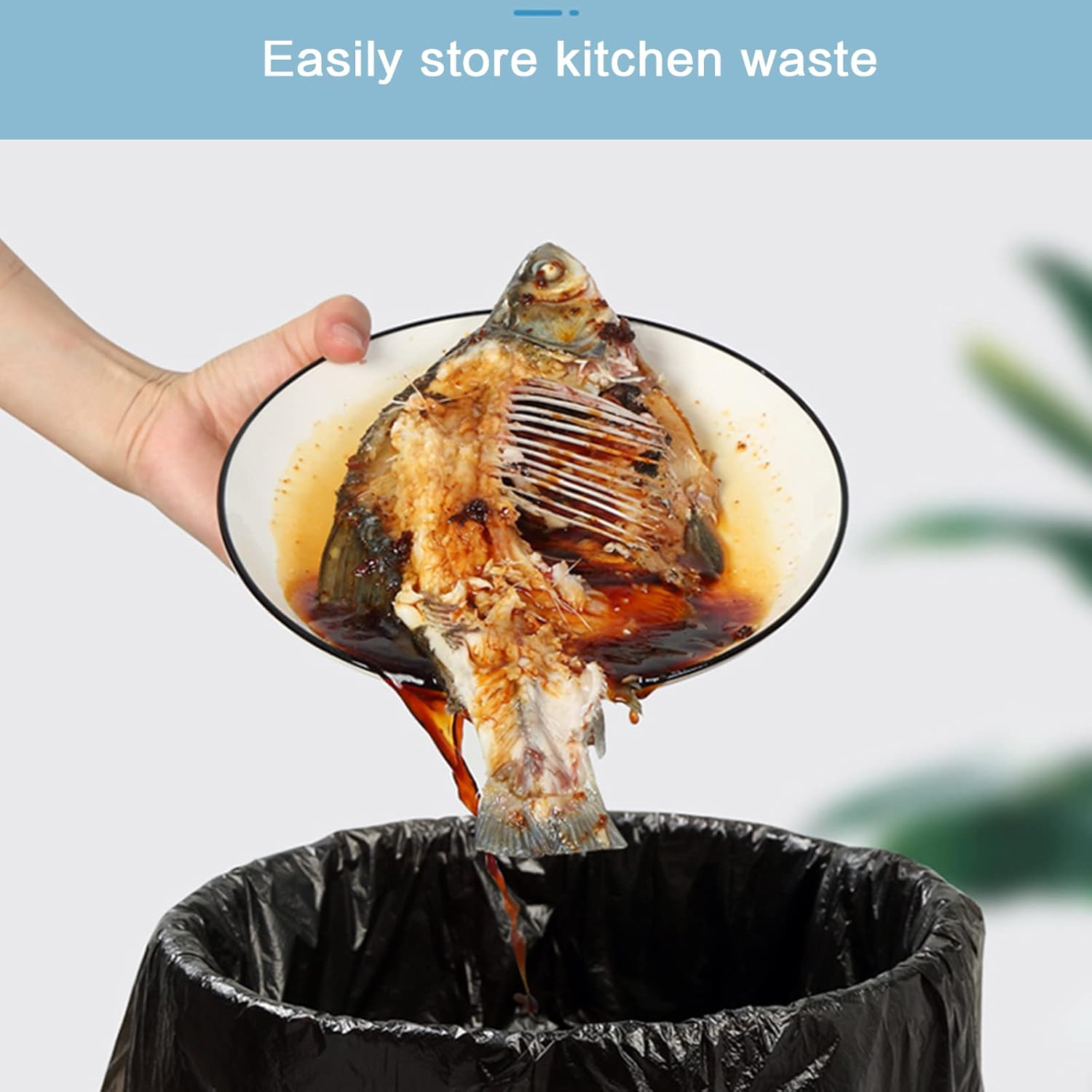 Ultiunison 50 Pcs Garbage Bags Trash Bin Bags, Bin Liner Plastic Rubbish Bags Multi-Purpose Small Garbage Bags for Kitchen,Bathroom,Office (Black, 45X50) image number 3