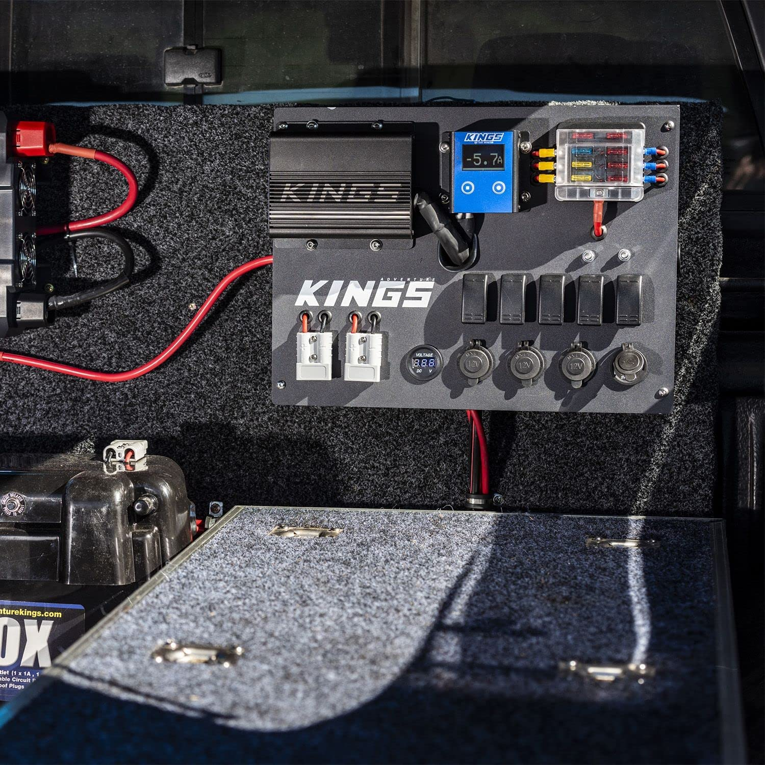 Adventure Kings 12V Control Box 5X 16A Pre-Wired Switches 2 USB Port 4WD Caravan