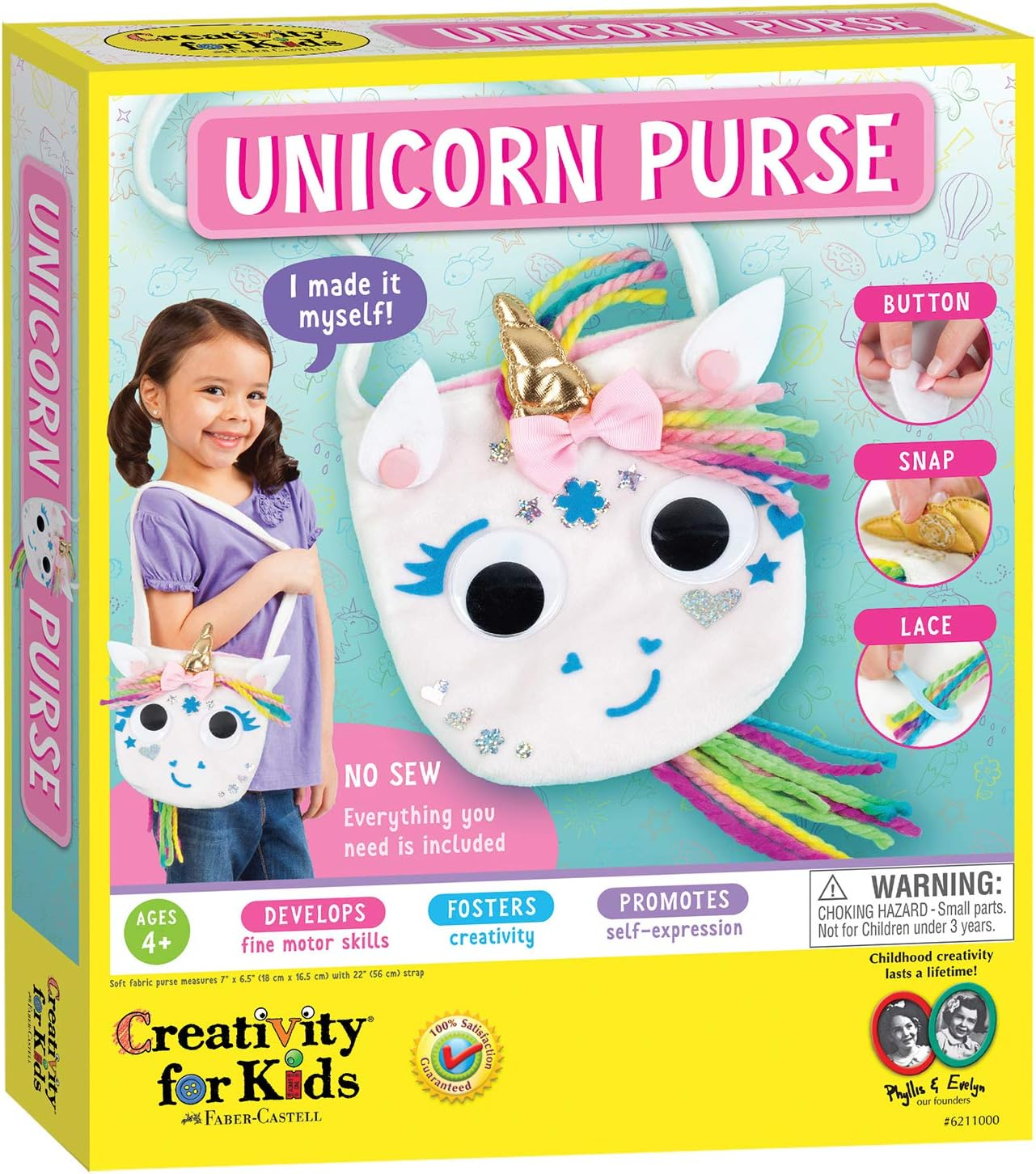 Creativity for Kids Unicorn Purse - Create a No Sew Fabric Unicorn Bag - Crafts - Boosts Fine Motor Skills for Preschoolers, White