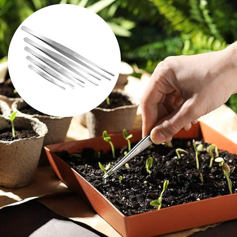 Ksngtixe 4-Piece Stainless Steel Gardening Tweezers Set - Long Handle Plant Tools for Bonsai, Succulents, Transplanting - Durable & Ergonomic Garden Accessories image number 2