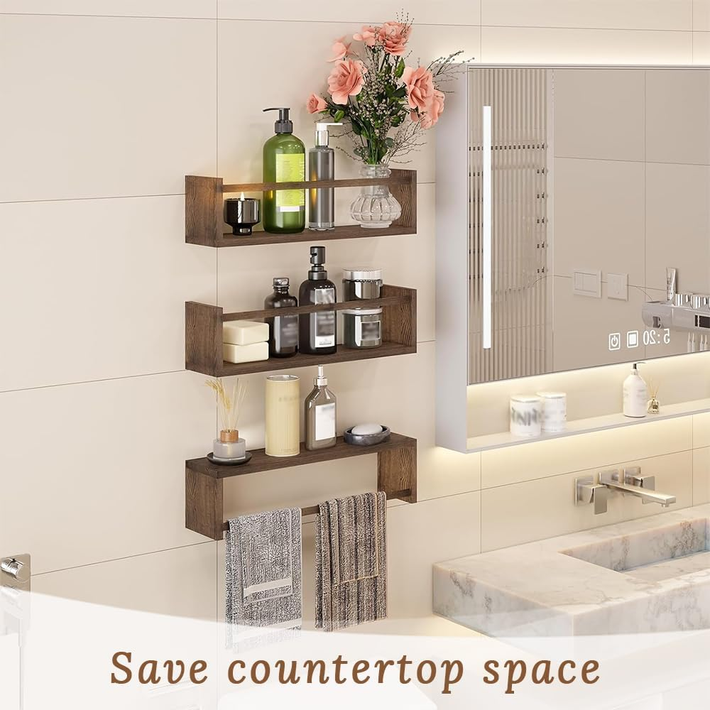 Men'S Wooden Cologne Organizer, Floating Shelves to Display Perfumes, Cosmetics, Collectibles, Reed Diffusers, Suitable for Living Room, Bedroom, Kitchen, Office image number 1