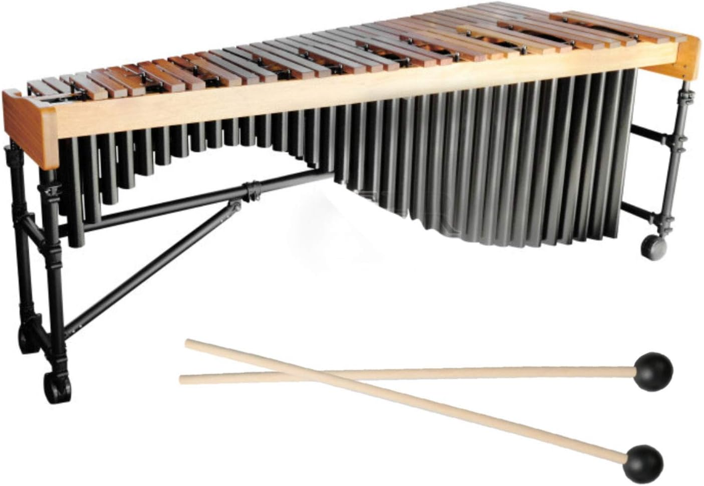 Unime 2 Pairs Keyboard Marimba Mallets Wood Handle Medium Blue Hard Yarn Head Keyboard Marimba Mallets Black Rubber Bell Mallets Glockenspiel Sticks image number 3