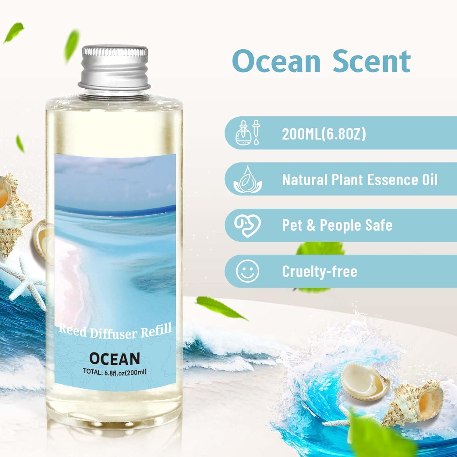 LA BELLEF&Eacute;E Reed Diffuser Refill 200Ml - Long Lasting Ocean Essential Oil for Home Fragrance - Room Fragrance Oil for Bedroom, Bathroom, Living Room- Natural Scented Oil Refill image number 3