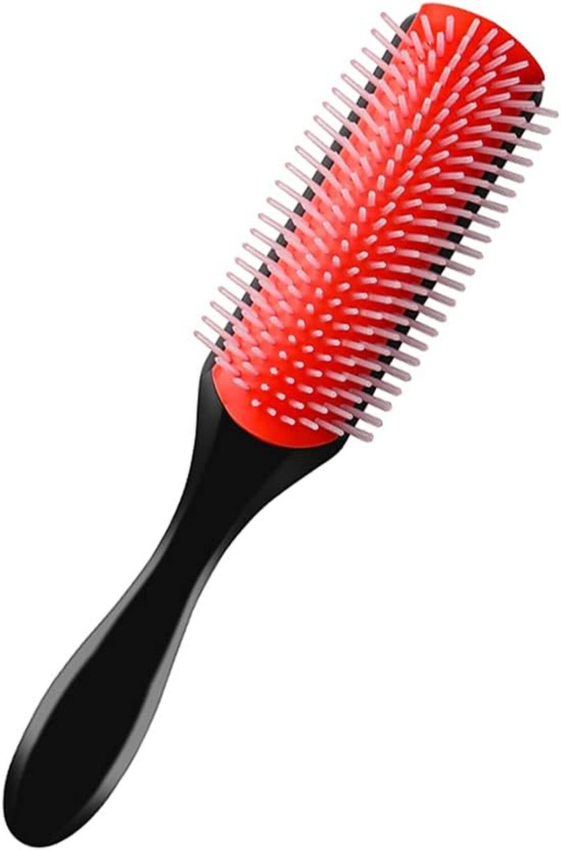 9-Rows Cushion Nylon Bristle Hair Brush Women Men Curly Wet or Dry Hair Classic Detangling Brushes for Separating Shaping Defining Curls Blow-Drying Styling Detangling image number 4