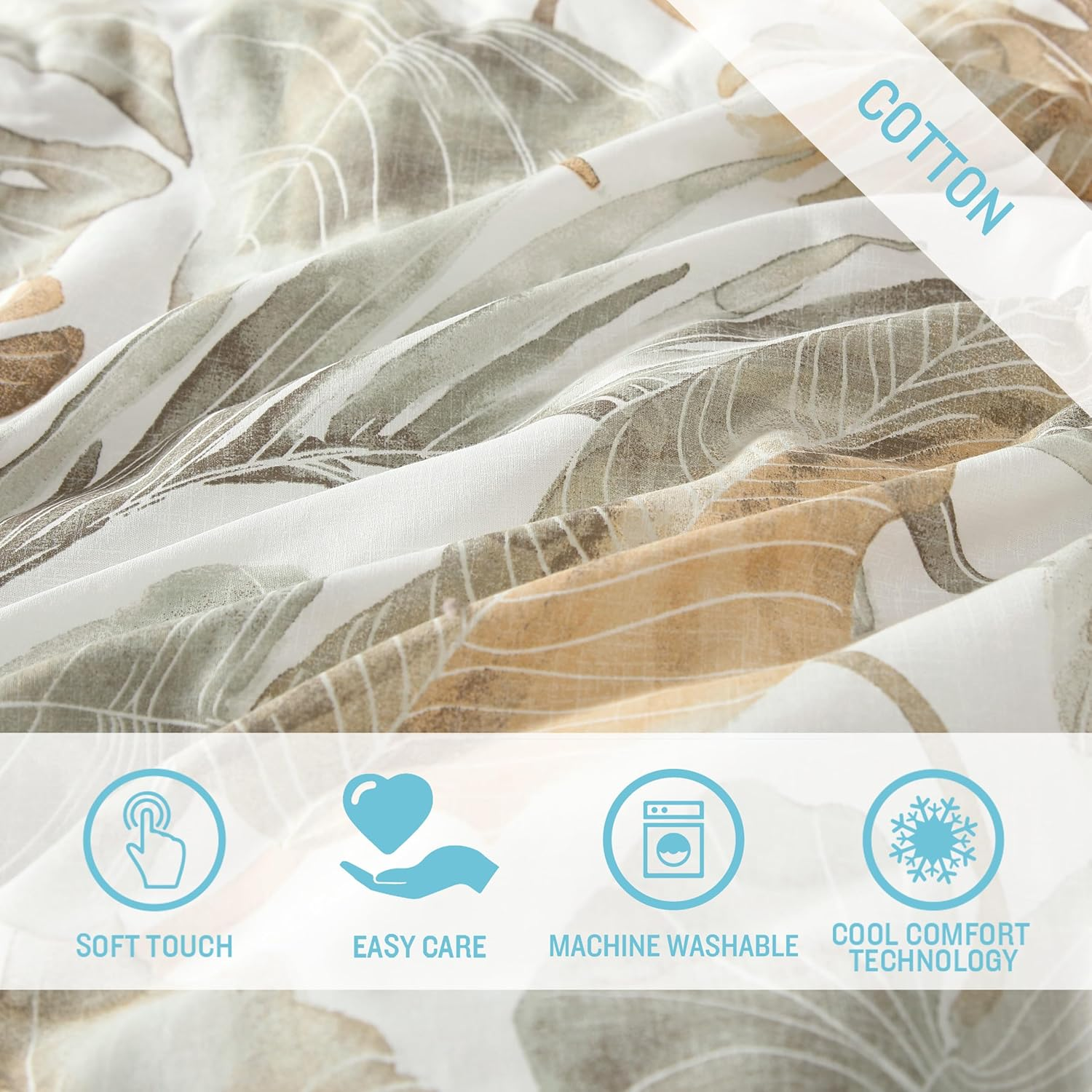 Tommy Bahama - Queen Duvet Cover Set, Soft Cotton Bedding with Matching Shams, Tropical Home Decor with Solid Reverse (Raw Coast Green, Queen)