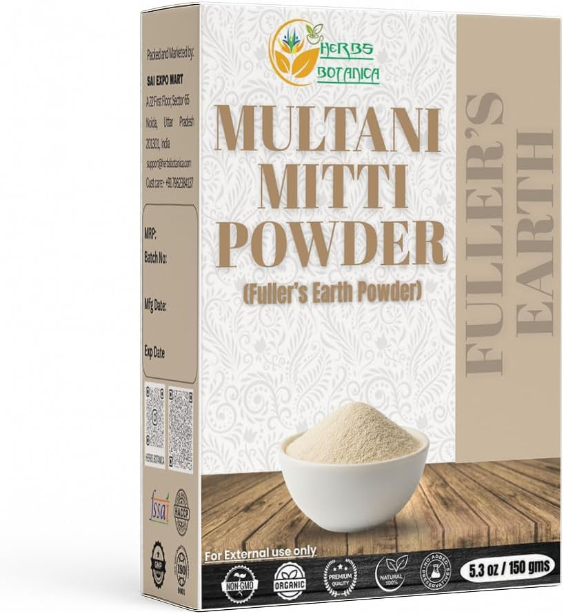 Herbs Botanica 100% Natural Multani Mitti Powder (Fuller'S Earth Clay) Bentonite Clay 5.3 Oz | 150 Gms image number 4
