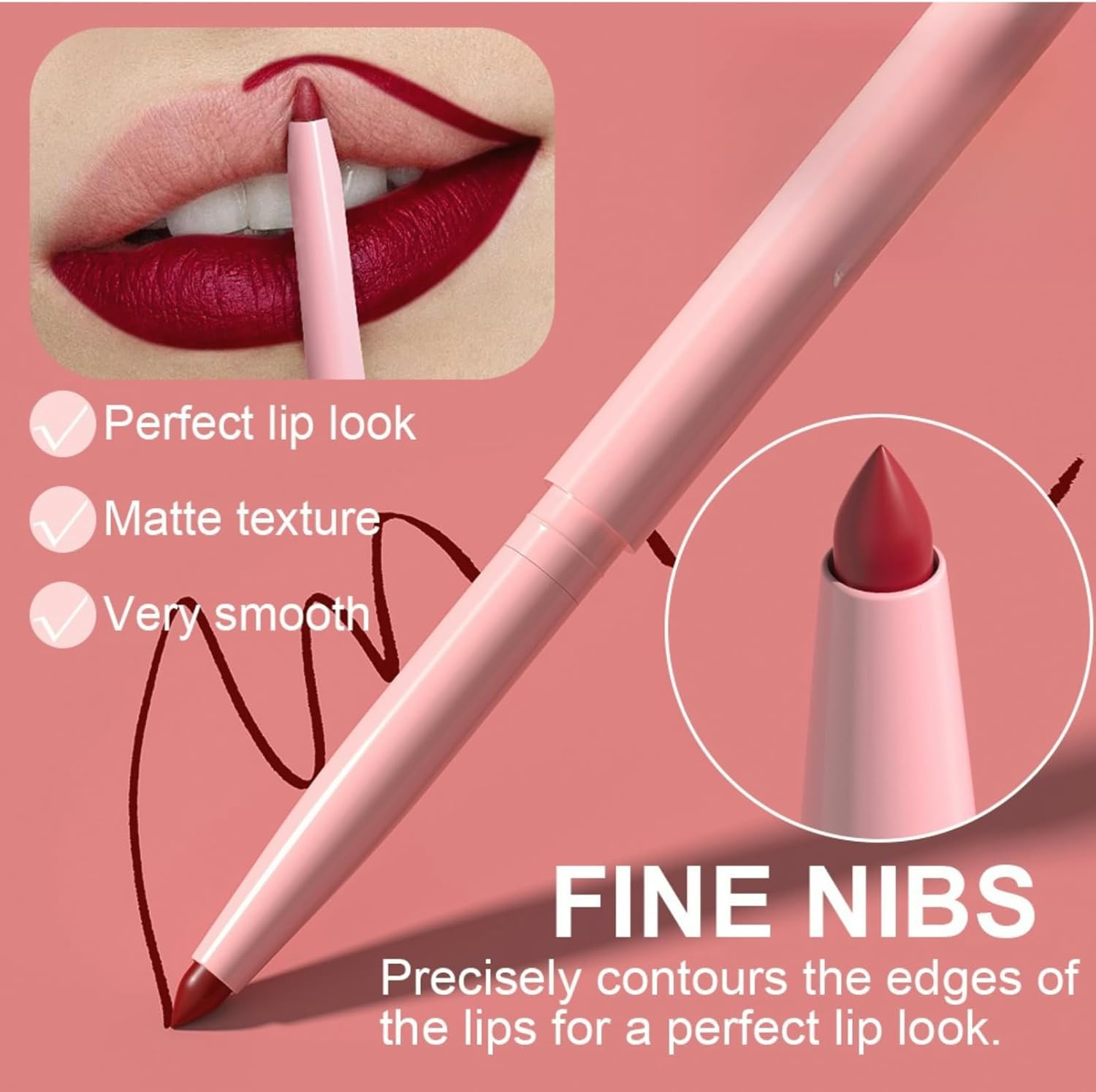 6 Colors Brown Lip Liner Set for Women - Dark Red Nude Waterproof Lip Liner Pencils for Defining & Filling Lips, Long-Lasting Smooth Lip Makeup, High Pigmented Pack image number 5