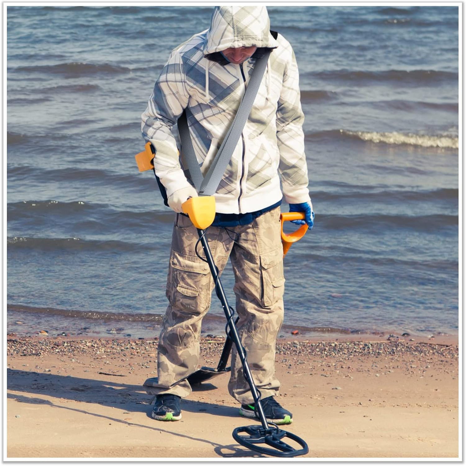 Tondiamo 2 Pcs Metal Detector Shoulder Strap Adjustable for Metal Detector Detecting Gold, Coin, Black,Gold,Gray image number 2