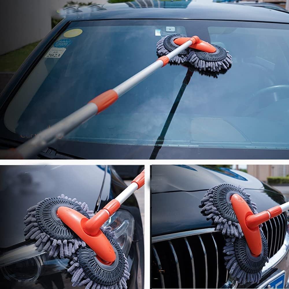 Double Head Car Wash Brush Mop with Long Handle 54" Microfiber Car Wash Brush Car Wash Kit, IGUGIG Soft Car Wash Mop Car Wash Mitt Scratch-Free Car Washing Kit Car Cleaning Supplies for Truck RV Boat SUV image number 6