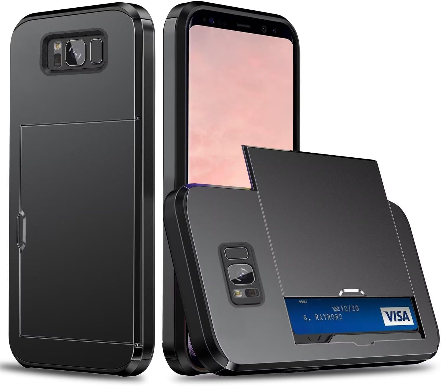 Belzsxy Mobile Phone Case for Samsung Galaxy A17 Case, with Card Slot, Hard PC Shockproof Robust Drop Protection, Outdoor Military Protective Case for Samsung Galaxy A17 (Navy Blue)