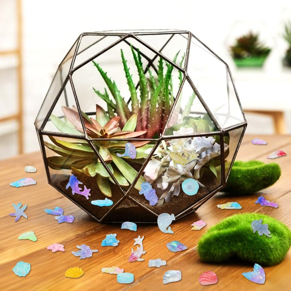 Touch TOP 200 Pcs Mini Resin Ocean Animals, Tiny Sea Animal Variety Figurines to Hide Miniature Plastic Fish Aquarium Decorations for DIY Crafts Fairy Garden Dollhouse Micro Landscaping Fish Tank image number 5