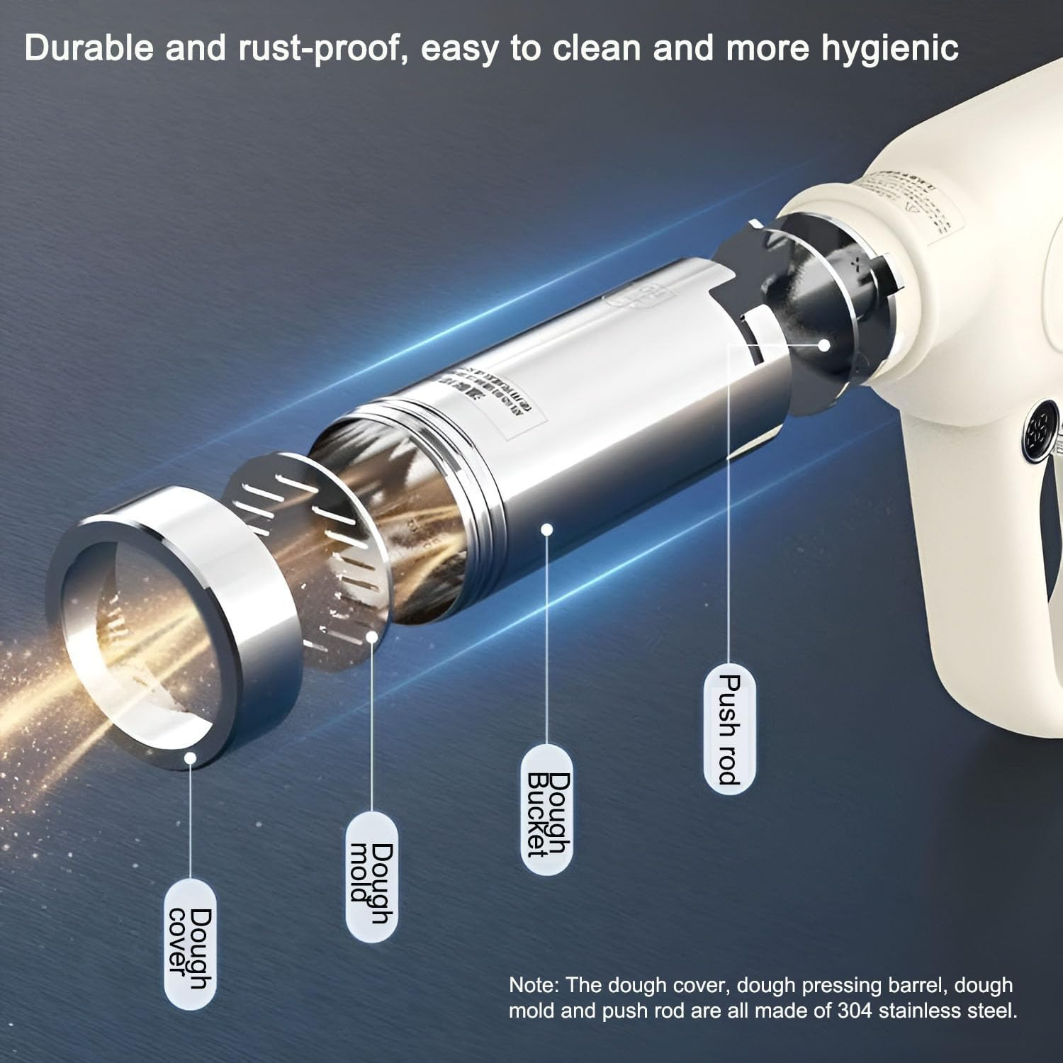 Electric Pasta Machine, 5 in 1 Home Handled Pasta Maker, Portable Handheld Automatic Noodle Maker Extrudes Pasta in 15S, Rechargeable Cordless Pasta Maker image number 3