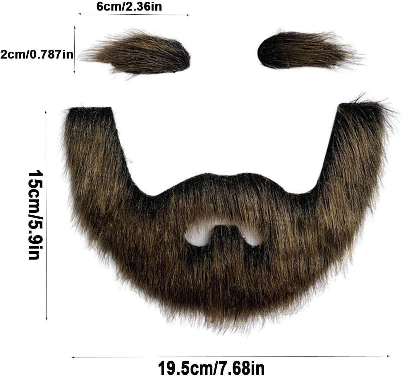 Novelty Fake Mustache and Eyebrows Set Self Adhesive Fake Beard for Halloween Party Cosplay Props - Black Gold image number 5