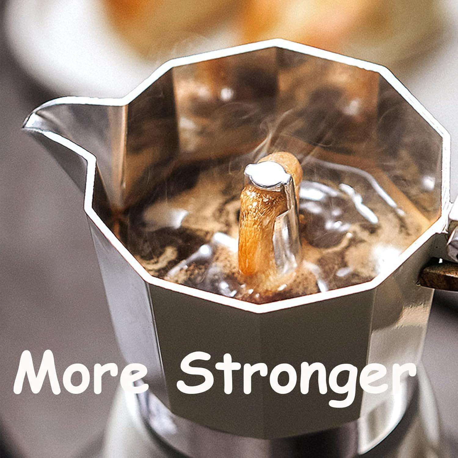 Bolero 3-Cup Moka Pot Stovetop Espresso Maker - Italian Aluminium Caffettiera Coffee Maker, Portable & Easy to Use (White-5 Oz, Small) image number 3