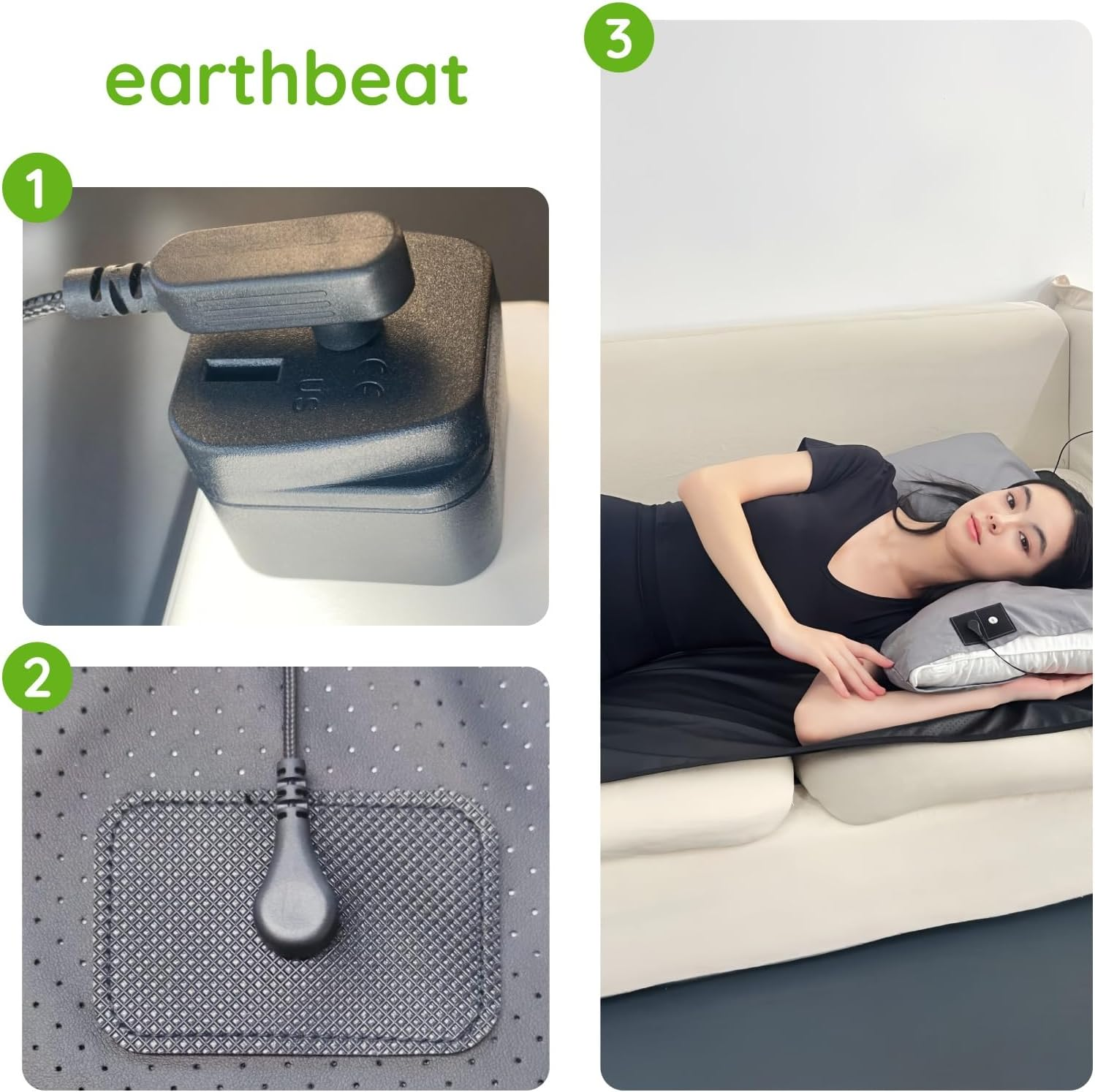 Earthbeat Classic Earthing Bed Mat. Aus Adapter Included. Free Grounding Tester Kit. Natural Therapy for Sleep Quality, Inflammation, Pain Relief and Wellness. Conductive Soft Vegan Leather. 68X180Cm. image number 1