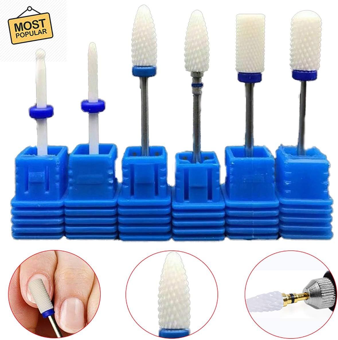 Ceramic Nail Drill Bits, Ceramic Nail Art Burr Manicure Pedicure for Nail Drill, Nail Files Manicure Pedicure Home Salon image number 1