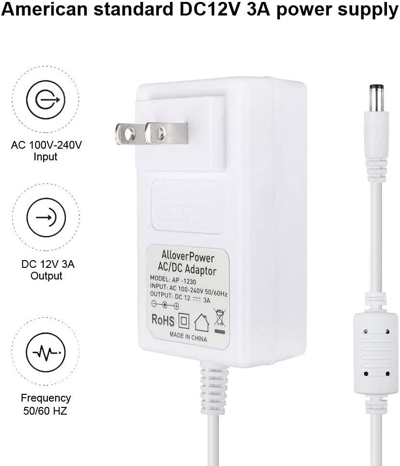 Alloverpower 12V 3A Power Cord for 4Moms Mamaroo 2/4, for Rockaroo Baby Swing, for Mamaroo 2015 Infant Seat Bouncer Replacement AC Adapter Charger image number 3