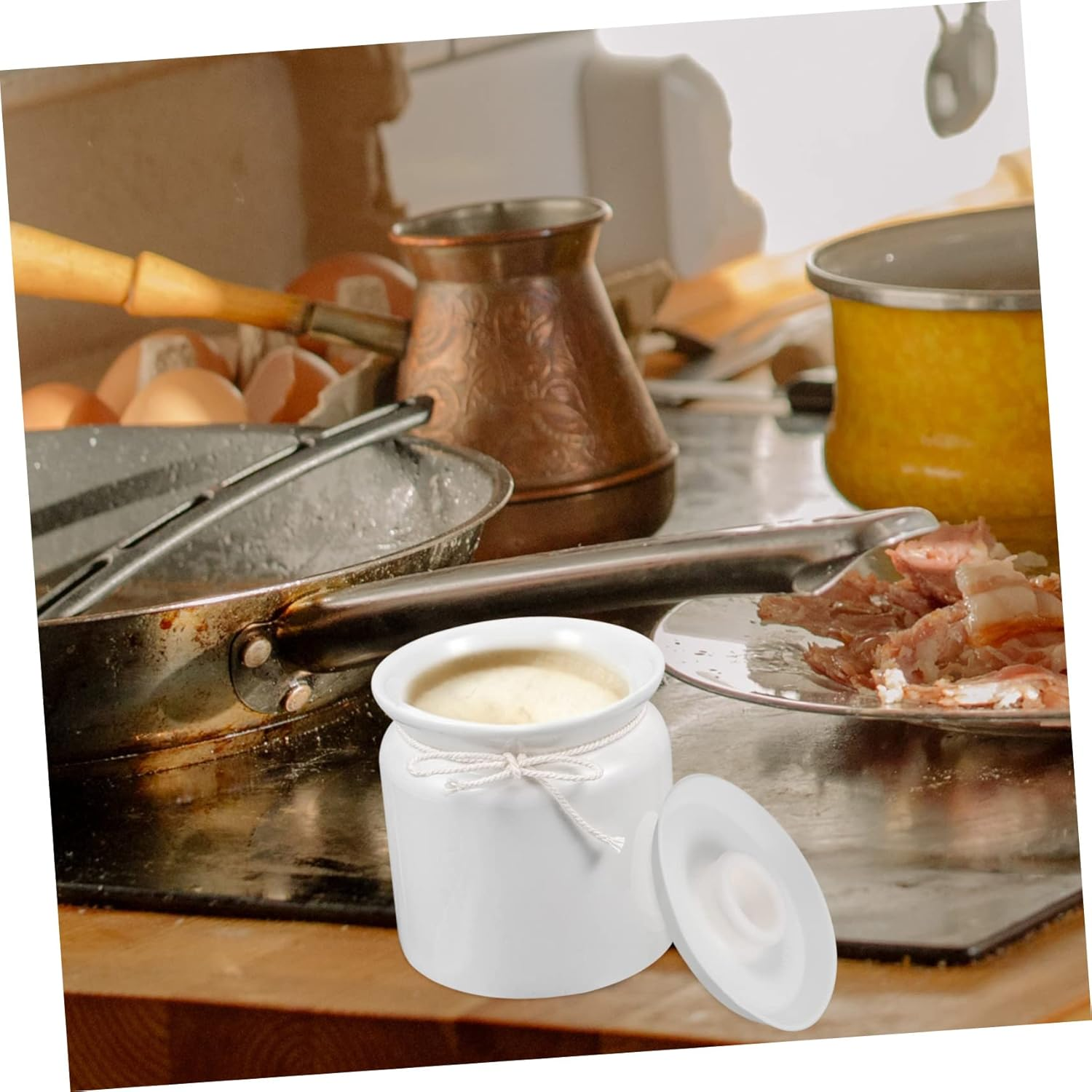 Hoement Ceramic Condiment Jar Airtight Spice Storage Holder for Tea Sugar Salt and Seasoning Elegant Kitchen Organizer for Home Restaurant Shop and Dining Room image number 2