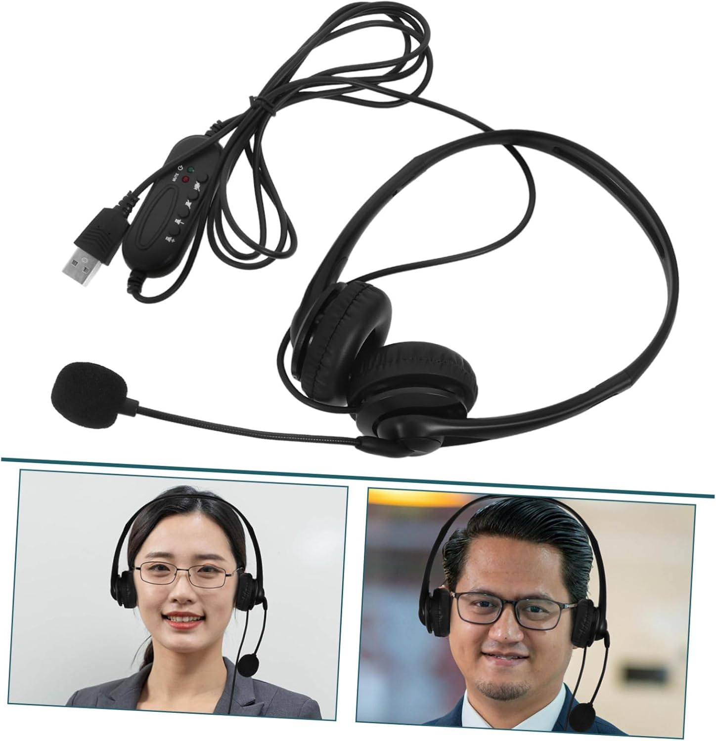 FUNNETOYU USB Headset with Microphone for Office Pc Call Center Comfortable Wired Headphones for Online Training, Meeting, and Computer Use for Business Professionals image number 3