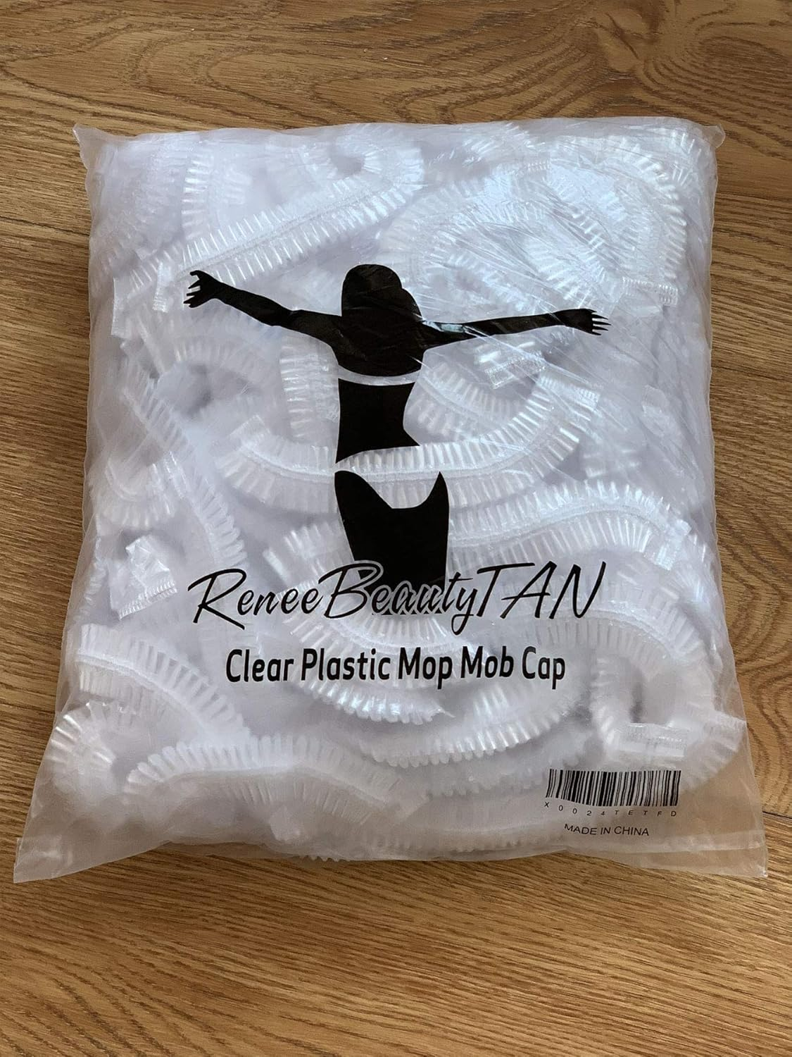 100+10 Disposable Clear Mop Mob Caps Clipped Hair Head Cover Shower Cap Plastic for Beauty Salon,Food Service,Hospitals,Laboratories,Manufacturing or Spray Tanning image number 2