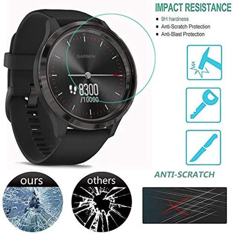 HEYUS [3 Pack] for Garmin Vivomove 3S Screen Protector, 9H Hardness Scratch Resistant Tempered Glass Screen Protector Protective Film Cover for Garmin Vivomove 3S