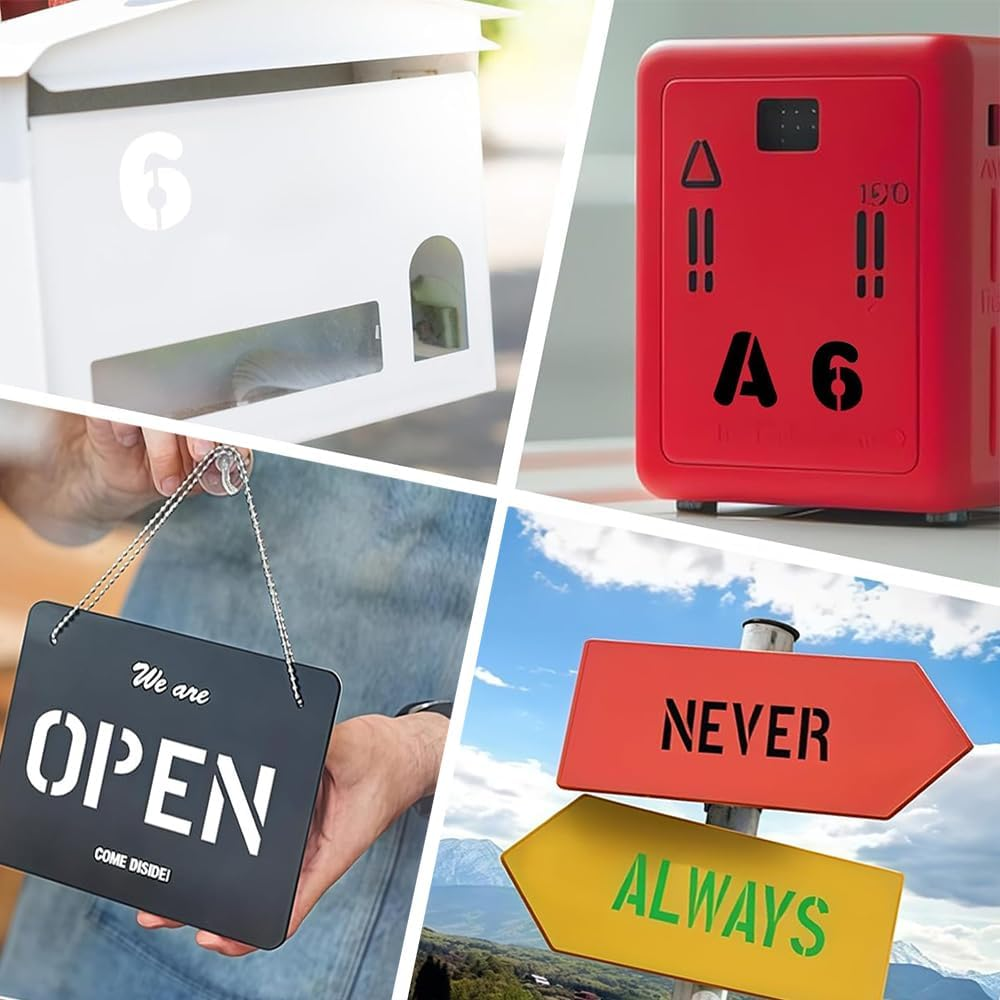 4 Inch Letter and Number Stencils Kit,Letter Symbol Numbers Craft Stencils,42 Pcs Washable Reusable Alphabet Templates Interlocking Stencil Kit for Painting on Wood,Wall,Fabric,Sign,Diy Art Projects image number 1