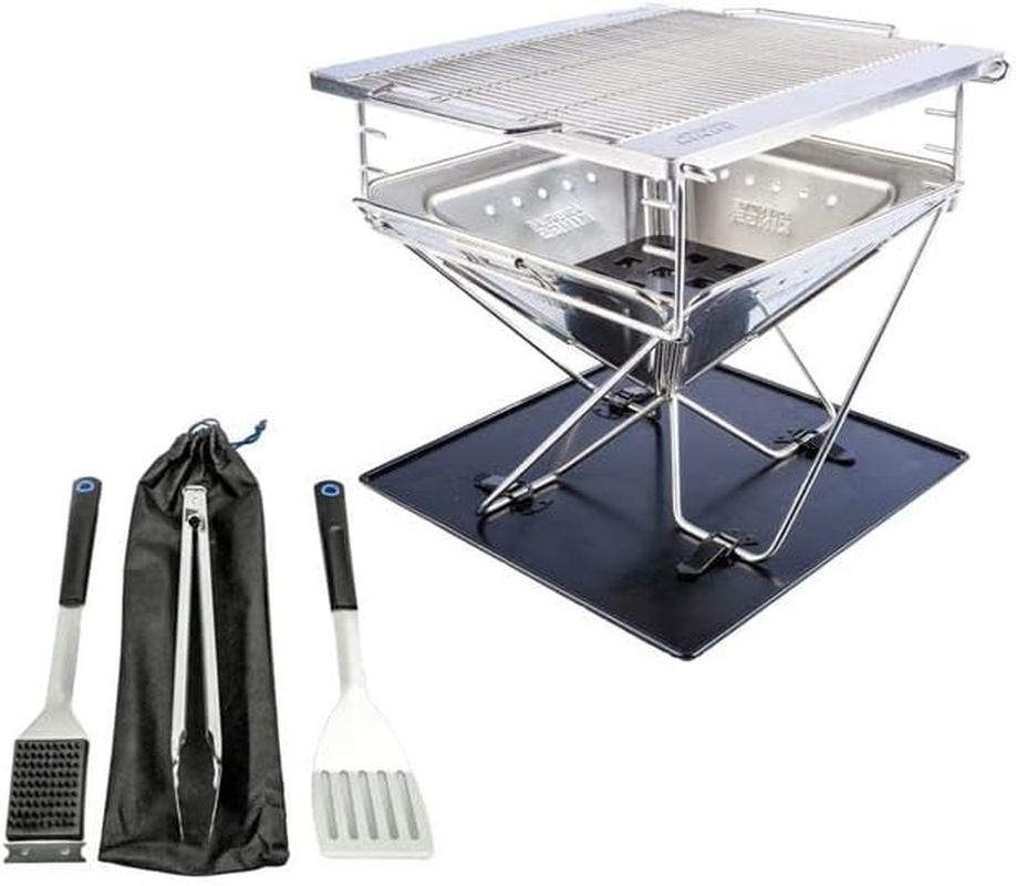 Kings Folding Firepit + Stainless Steel Firepit Grill + BBQ Tools image number 1
