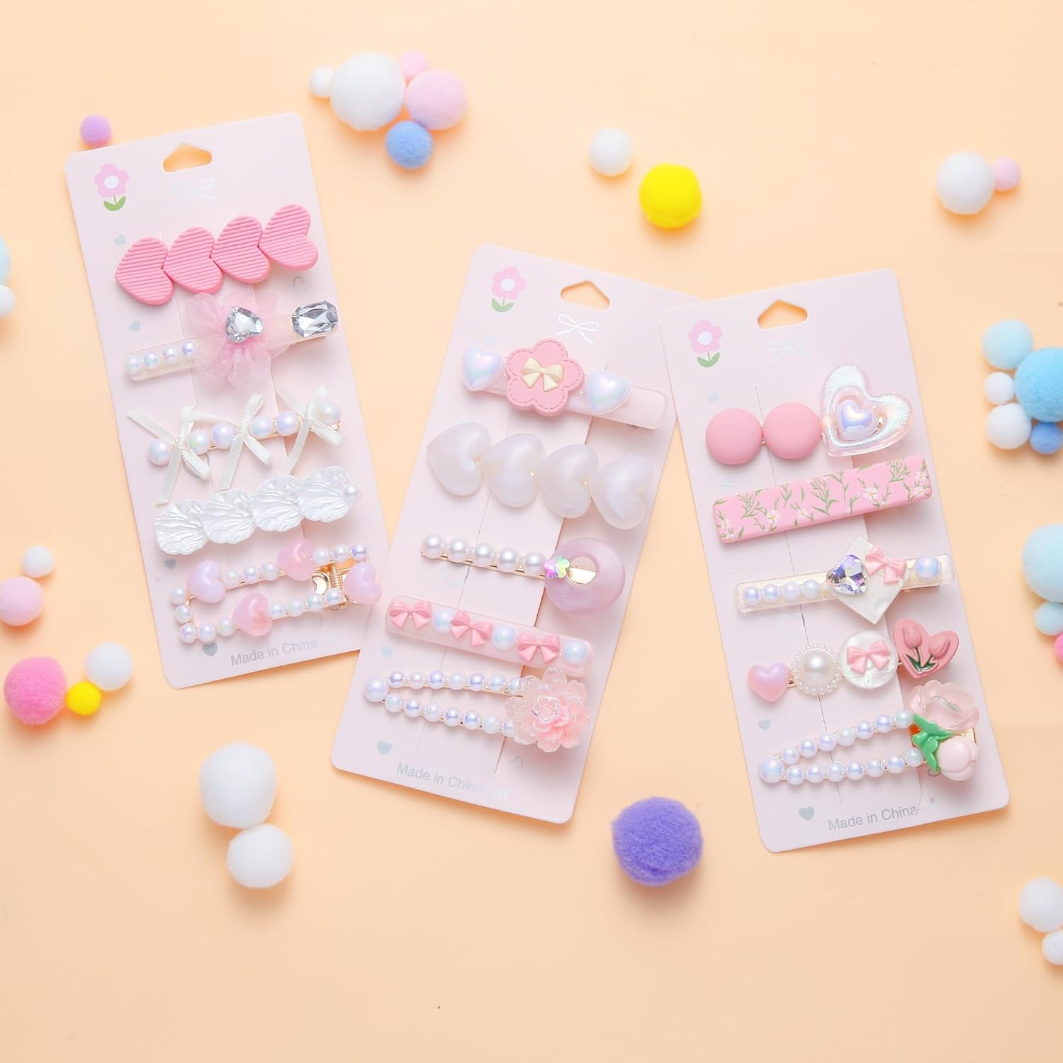 Hair Clips Girls Set, 15 Pieces Hair Clips Children, Cute Hair Clips, Hair Pins Pink, Fashionable Hair Accessories for Girls Women, Party, Birthday, Gifts image number 5